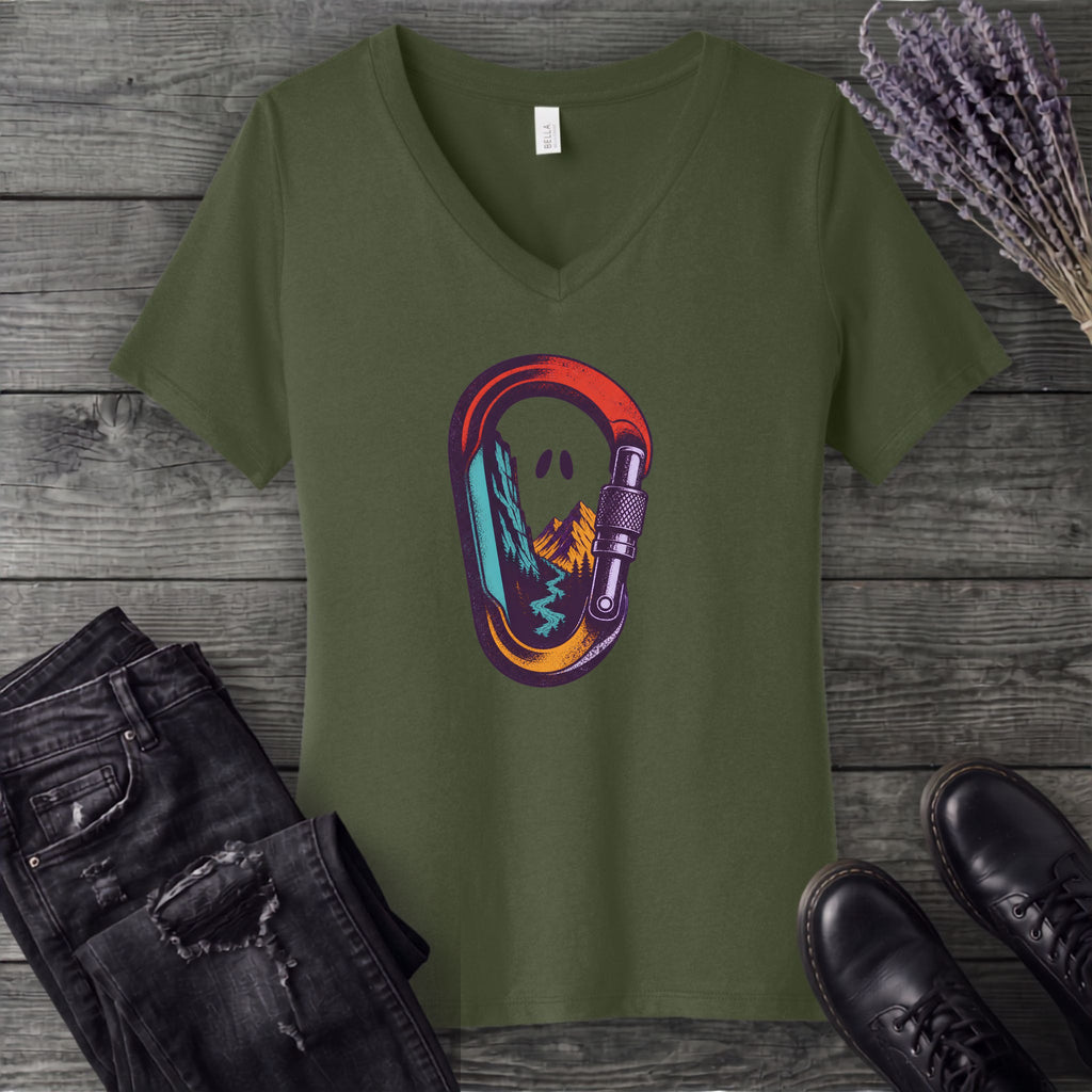Haunted Carabiner V-Neck T-Shirt