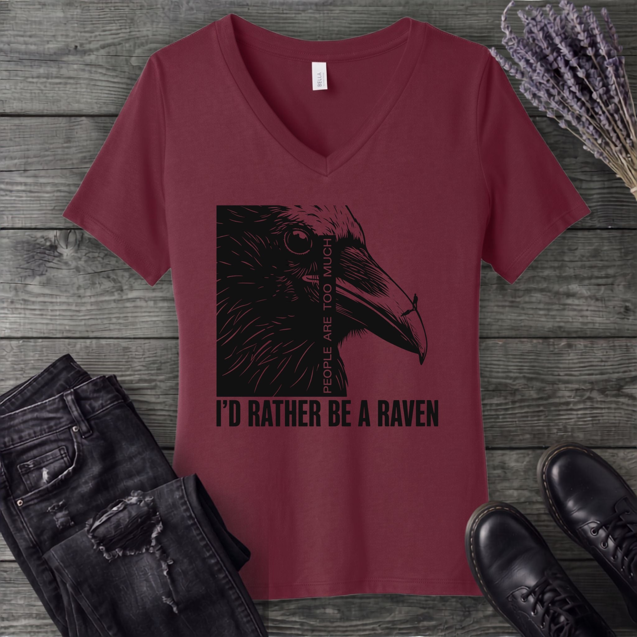 I'd Rather Be A Raven V-Neck T-Shirt