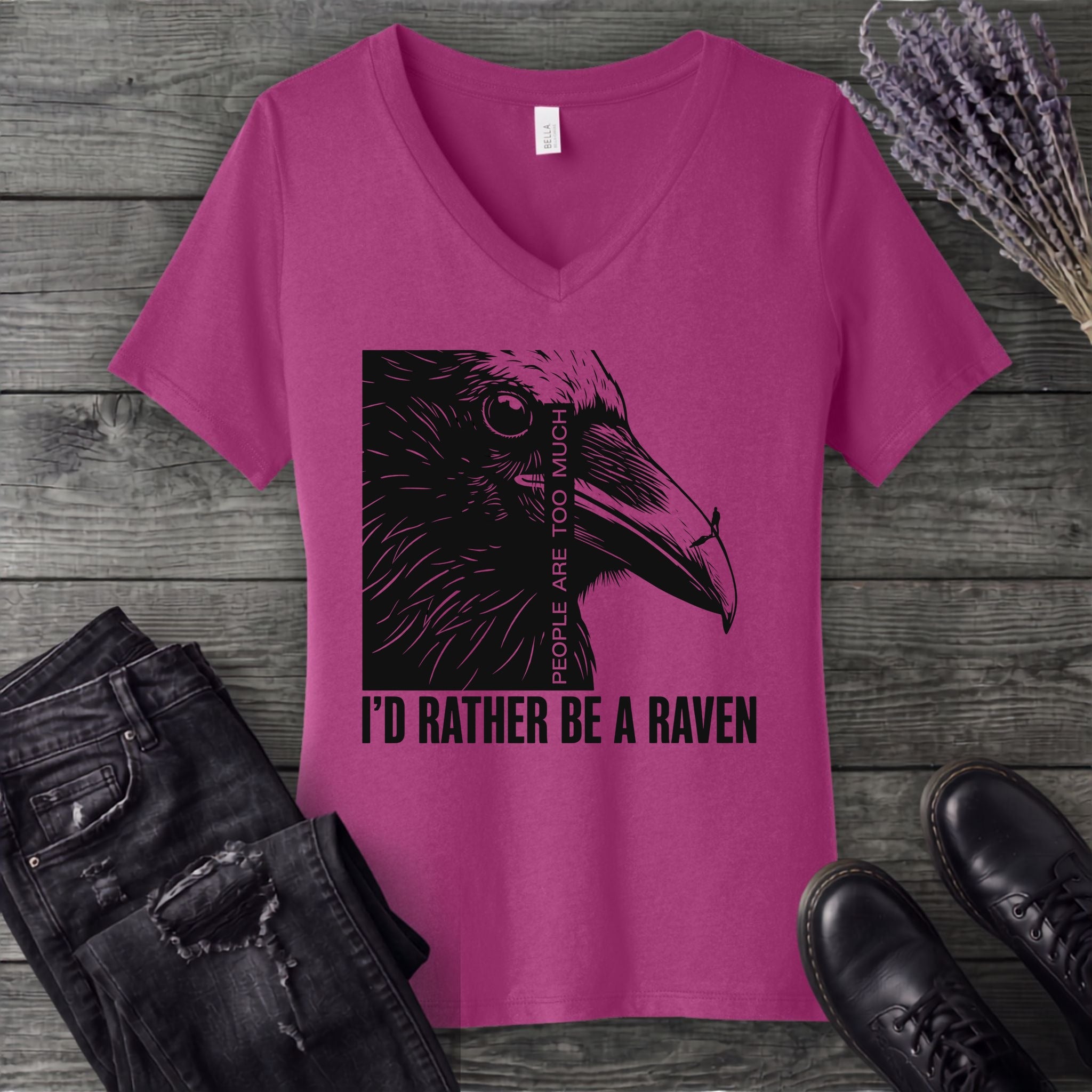I'd Rather Be A Raven V-Neck T-Shirt