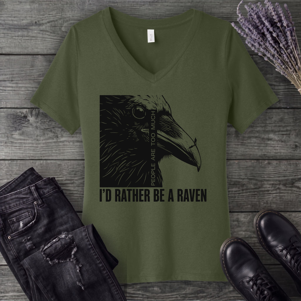 I'd Rather Be A Raven V-Neck T-Shirt