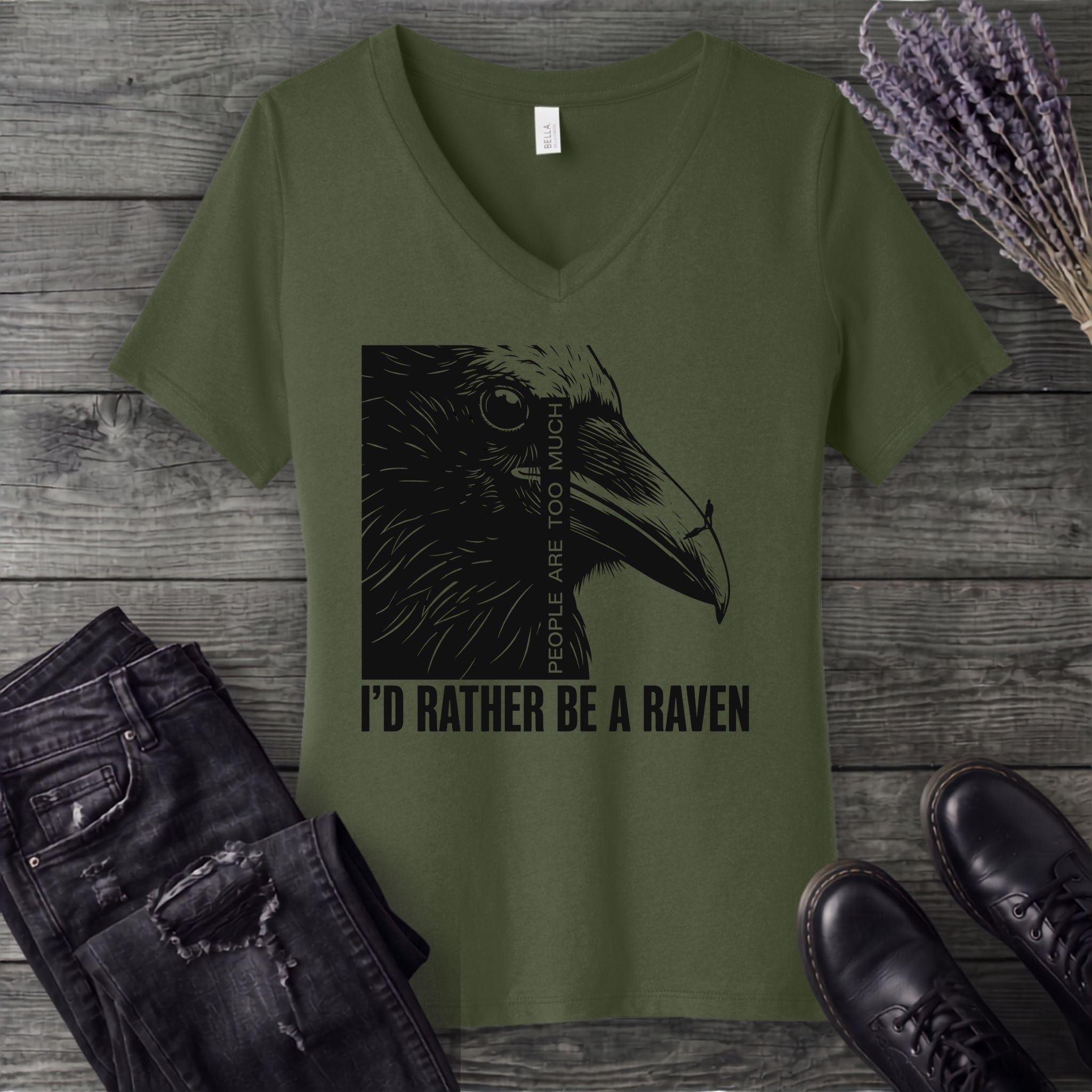I'd Rather Be A Raven V-Neck T-Shirt