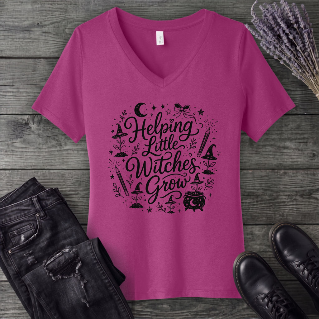 Helping Little Witches Grow V-Neck T-Shirt