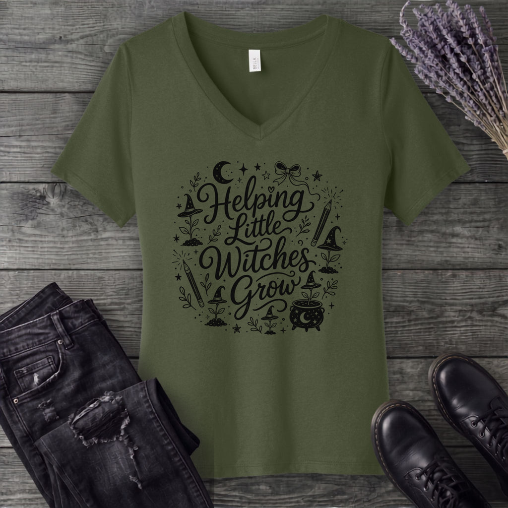 Helping Little Witches Grow V-Neck T-Shirt