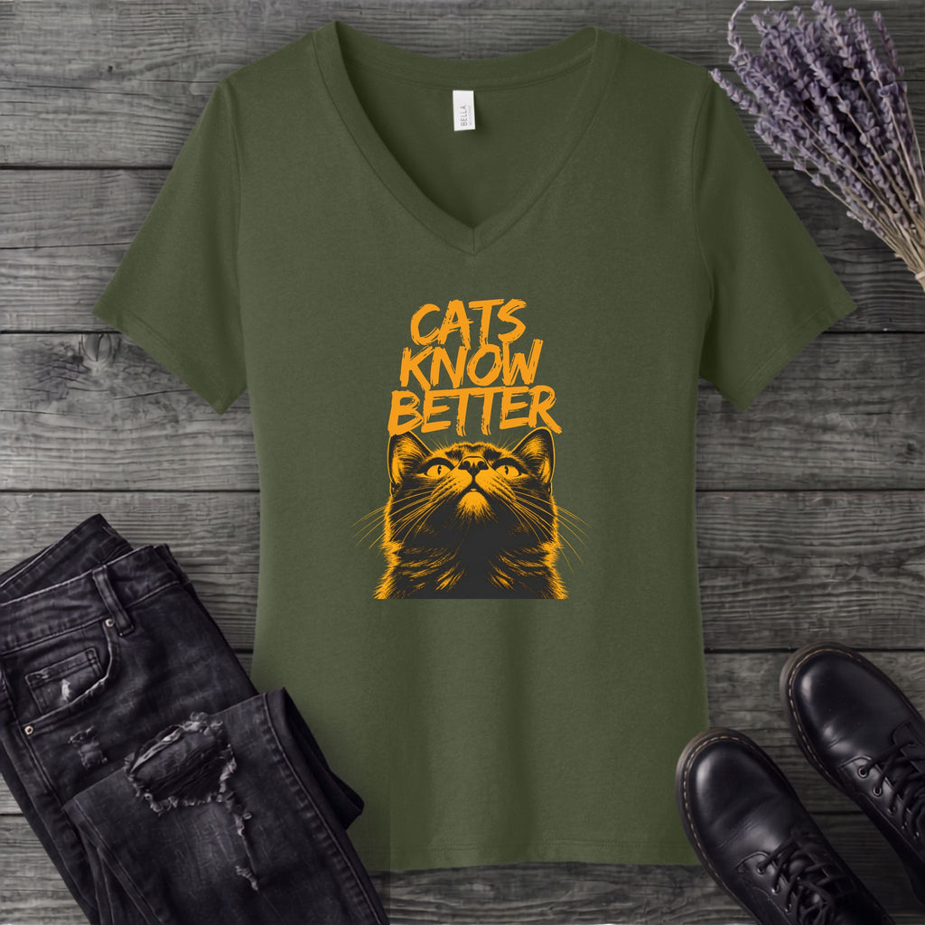 Cats Know Better V-Neck T-Shirt