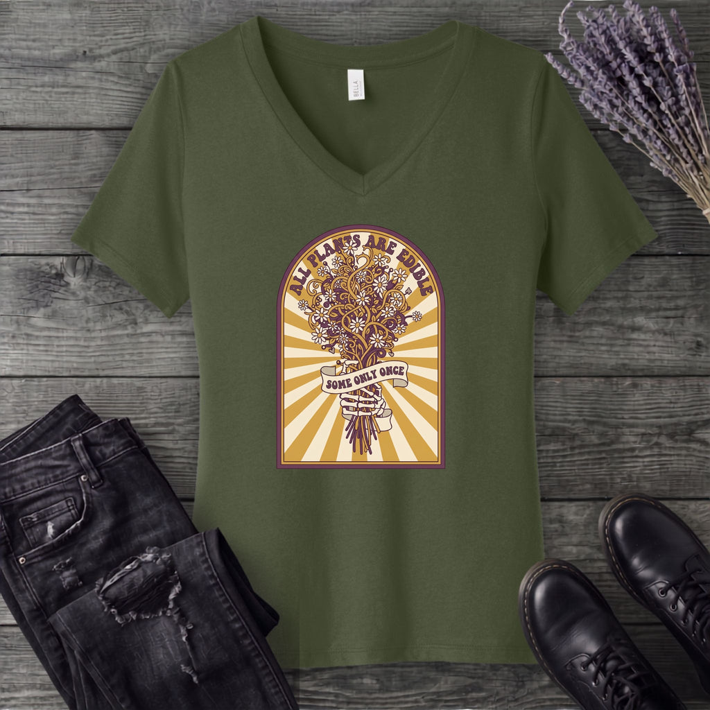 All Plants Are Edible V-Neck T-Shirt