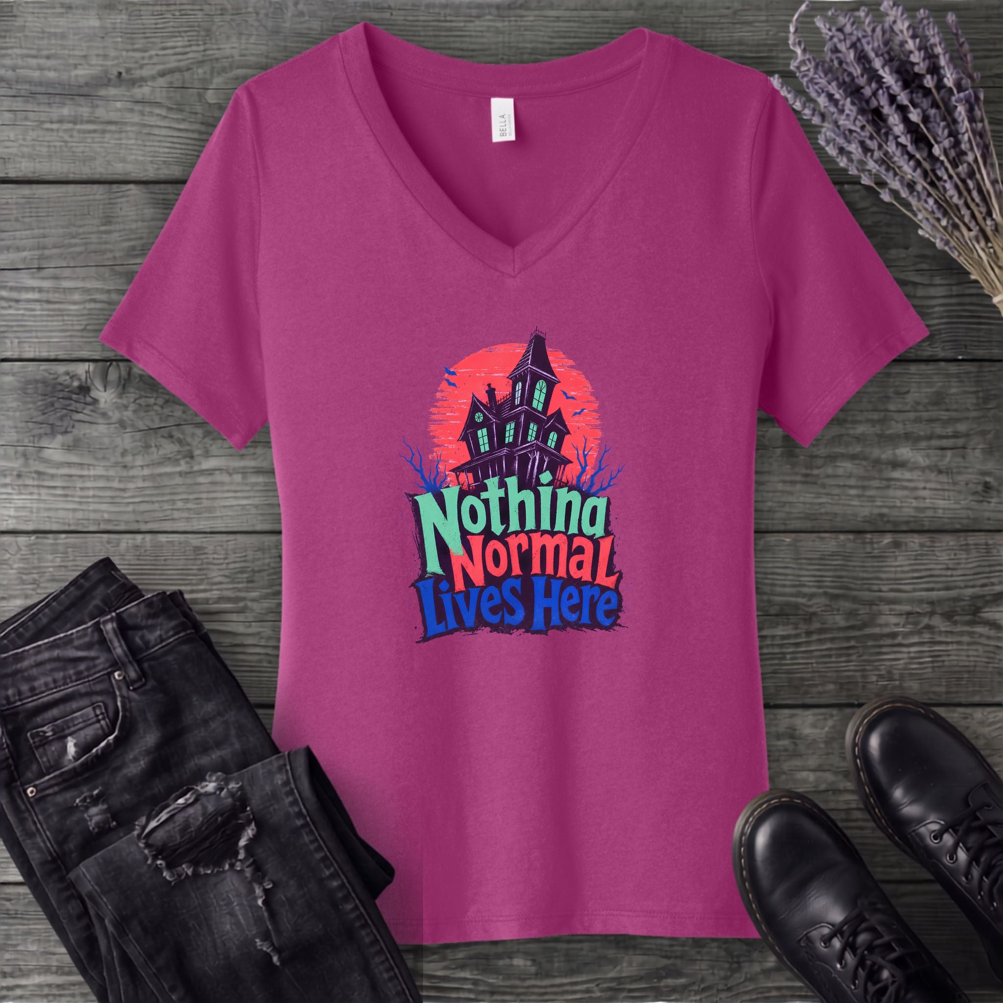 Nothing Normal Lives Here V-Neck T-Shirt