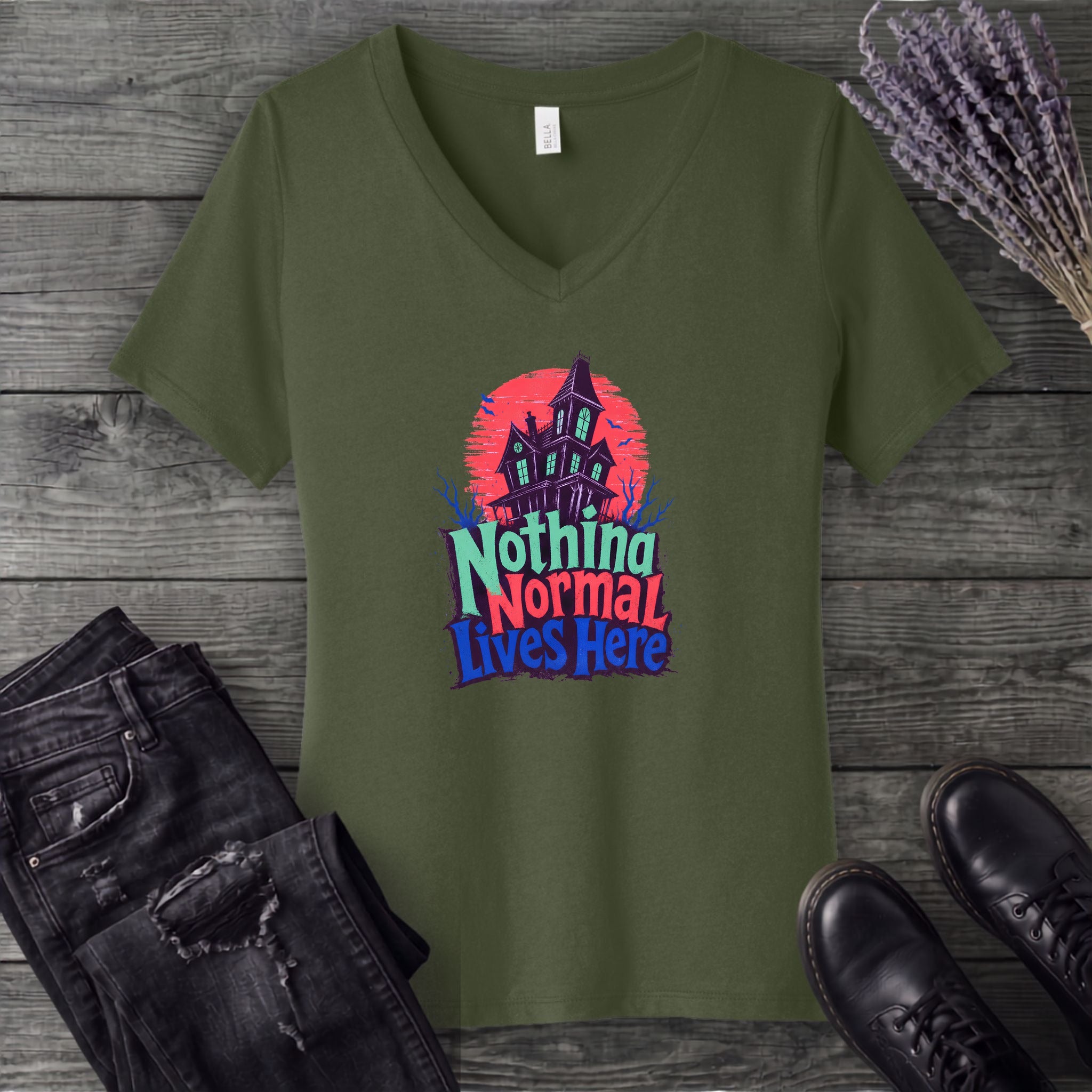 Nothing Normal Lives Here V-Neck T-Shirt