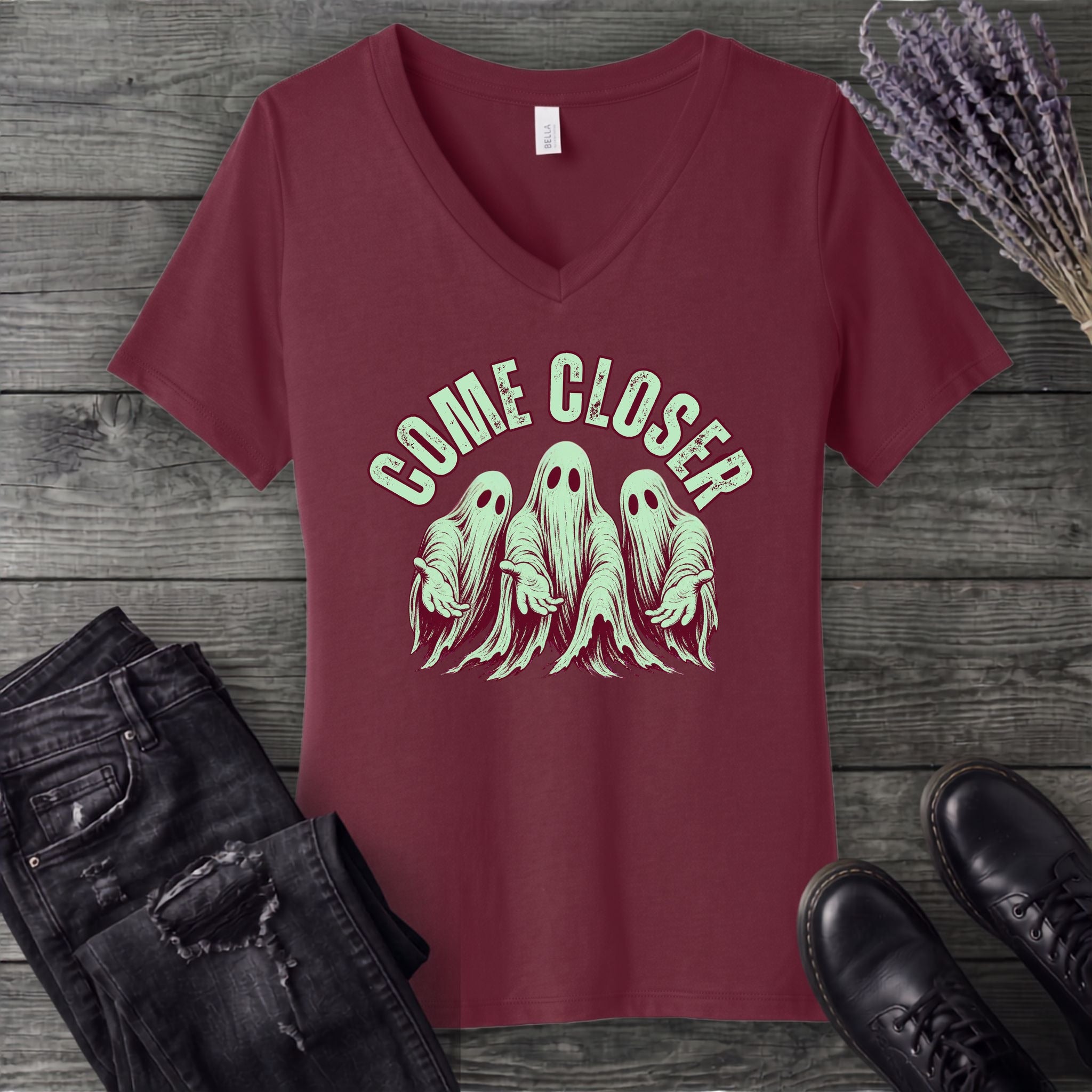 Come Closer Ghosts V-Neck T-Shirt