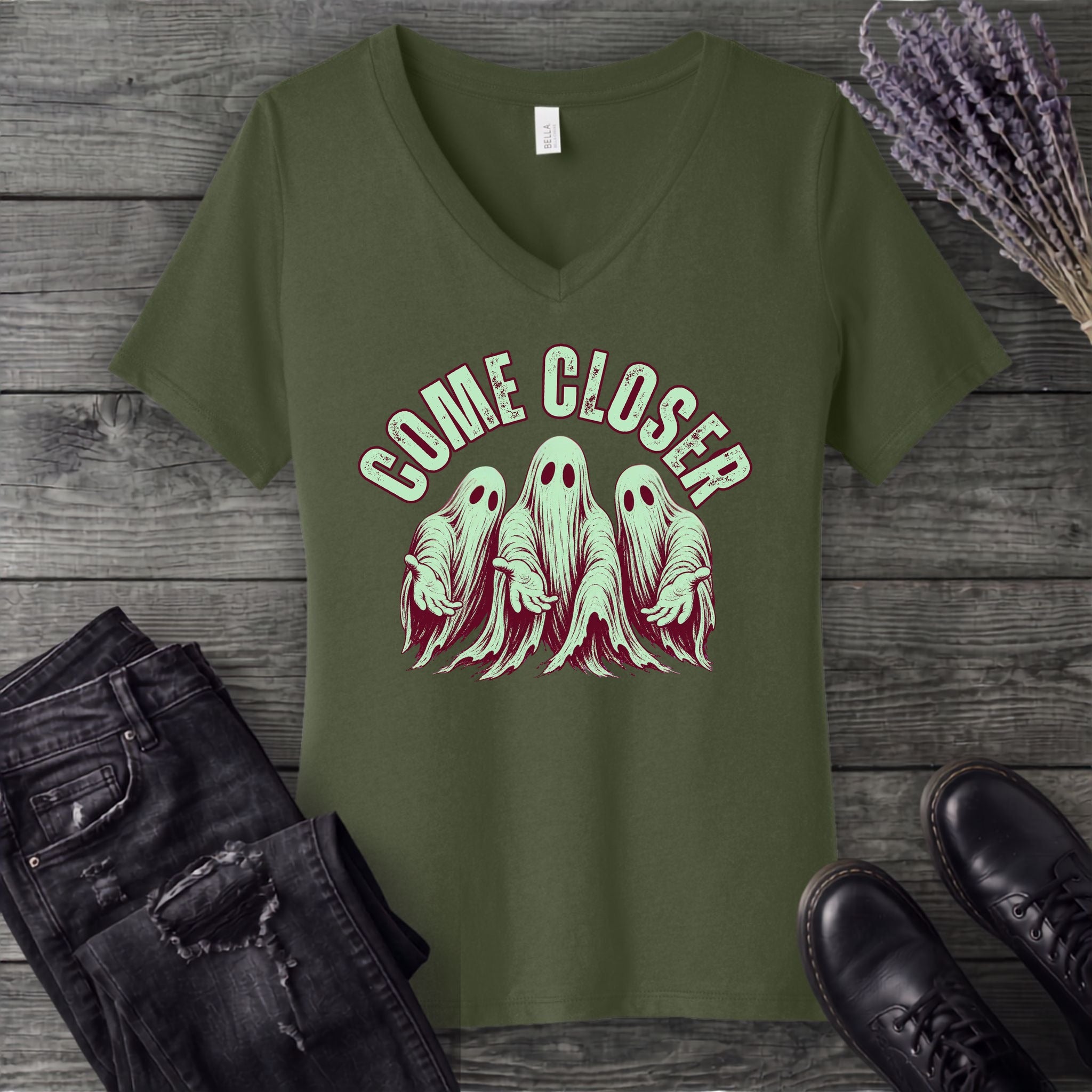 Come Closer Ghosts V-Neck T-Shirt