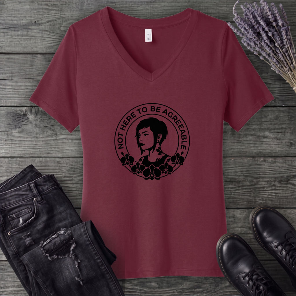 Not Here To Be Agreeable V-Neck T-Shirt