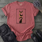 Art Deco Black Cat Moon Phases T-Shirt