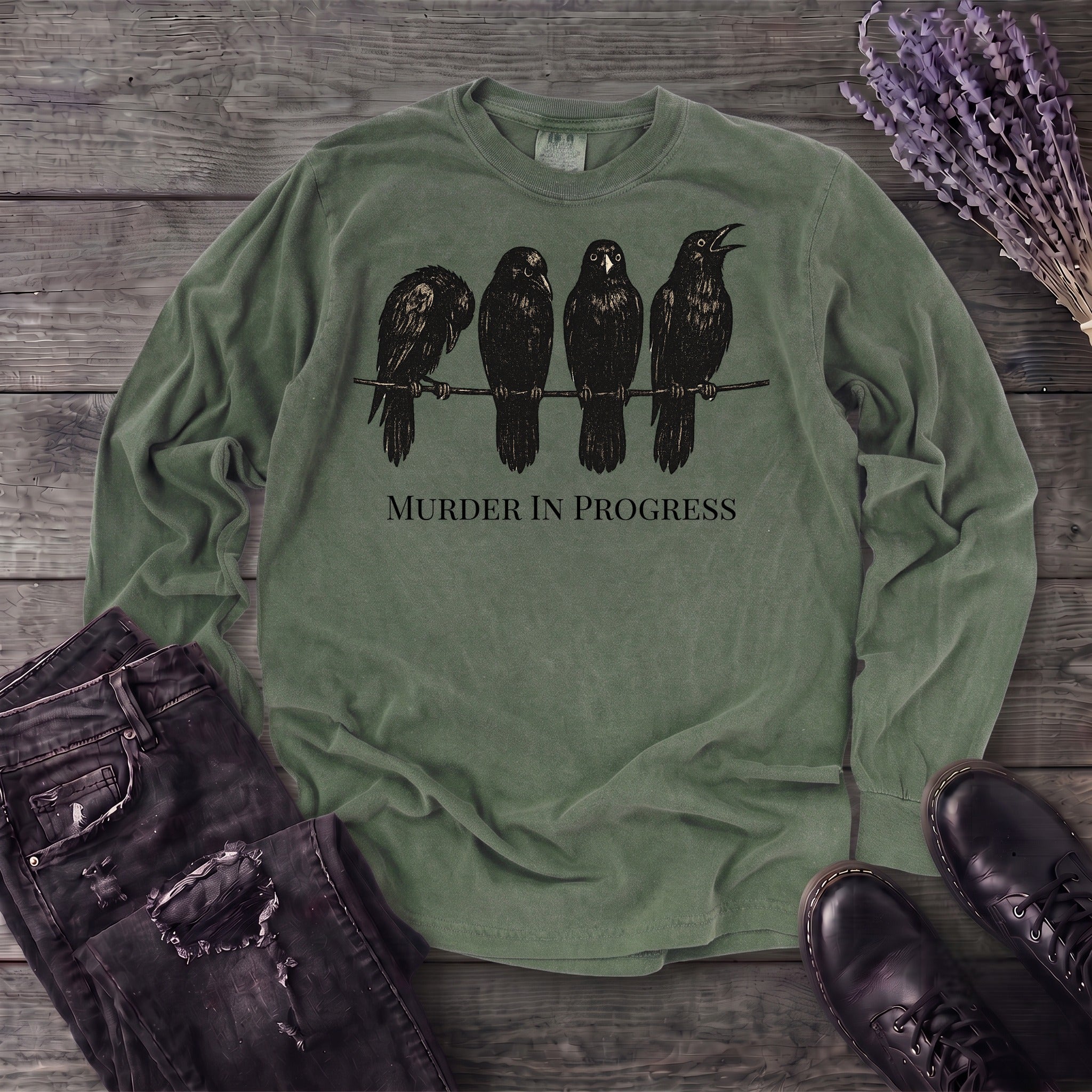 Murder In Progress Crows Long Sleeve T-Shirt