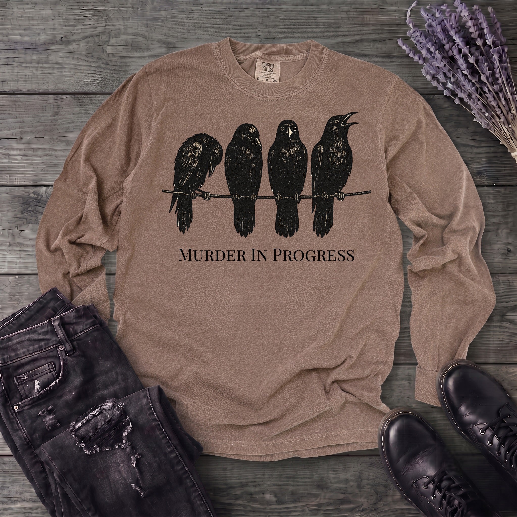 Murder In Progress Crows Long Sleeve T-Shirt