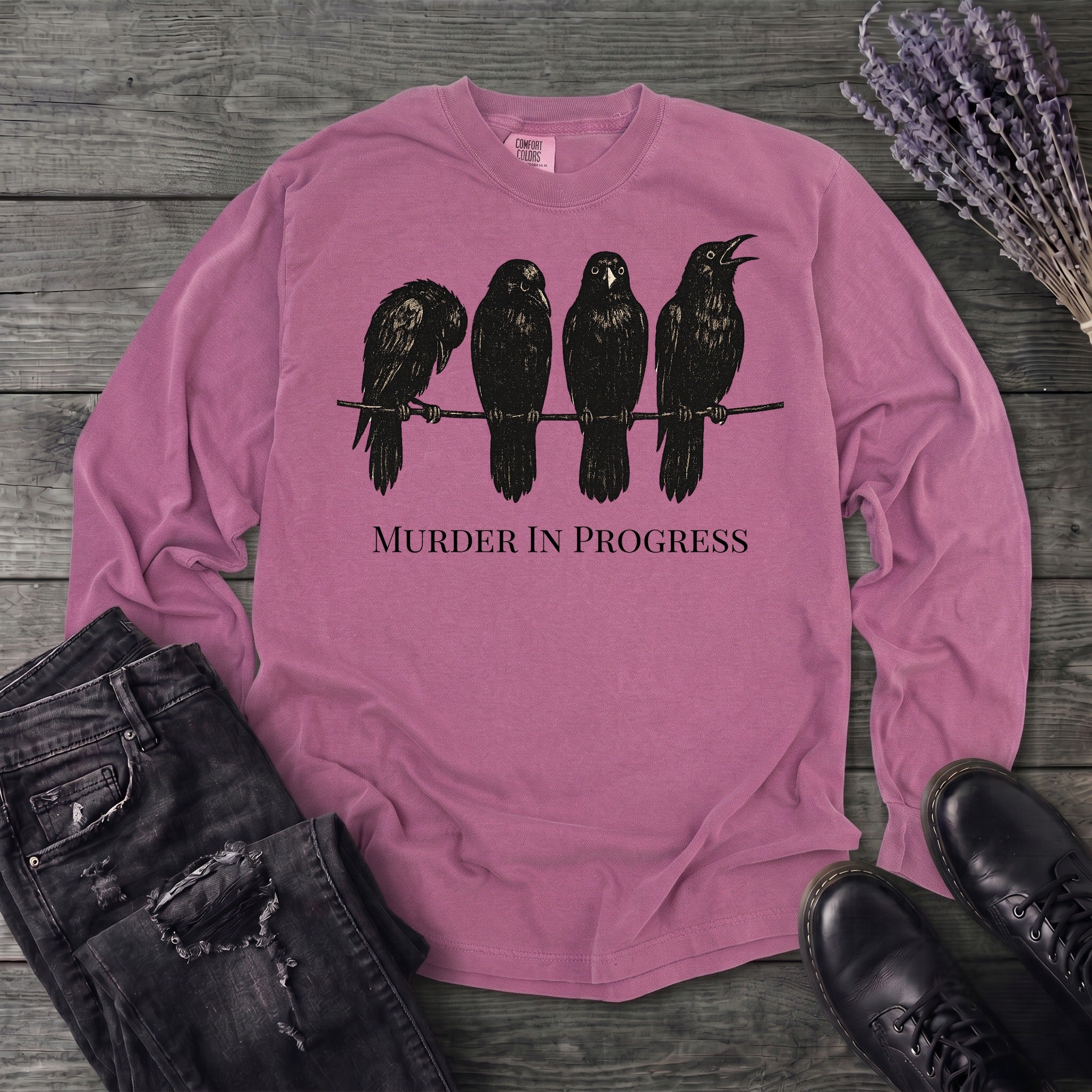 Murder In Progress Crows Long Sleeve T-Shirt