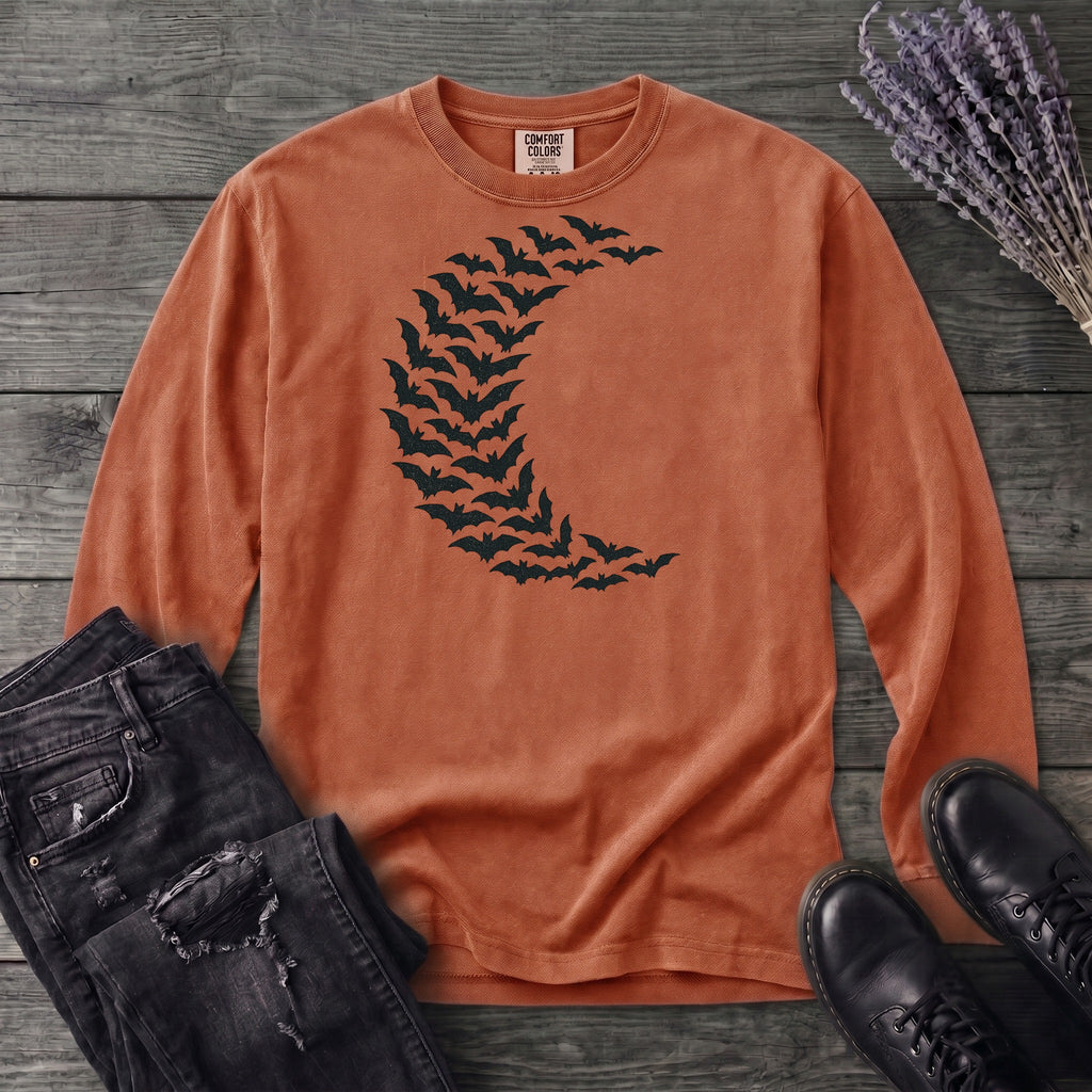 Bat Crescent Moon Long Sleeve T-Shirt