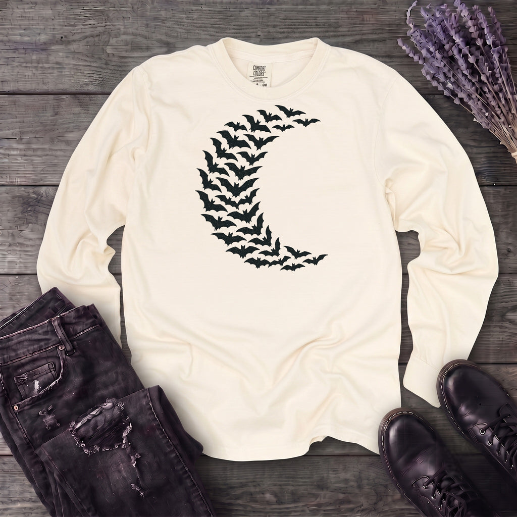 Bat Crescent Moon Long Sleeve T-Shirt