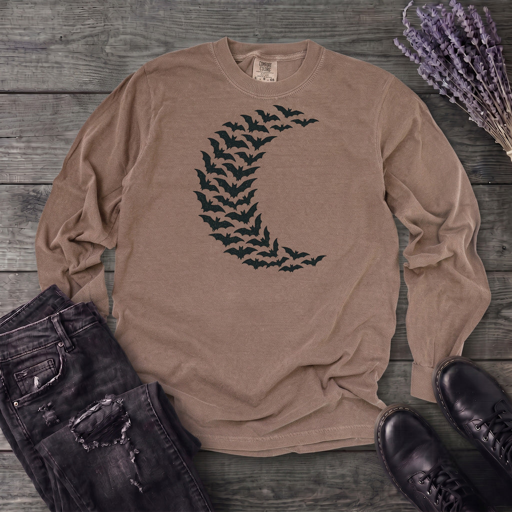Bat Crescent Moon Long Sleeve T-Shirt