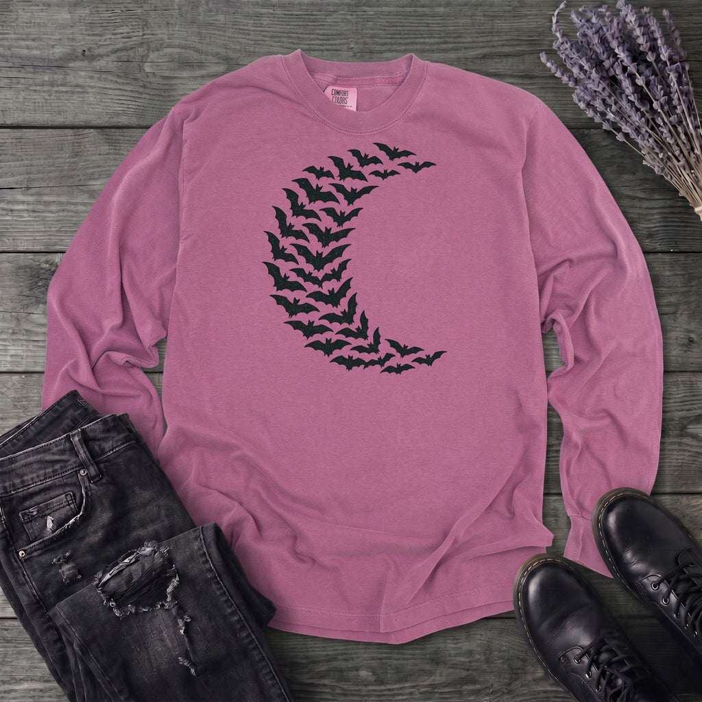 Bat Crescent Moon Long Sleeve T-Shirt