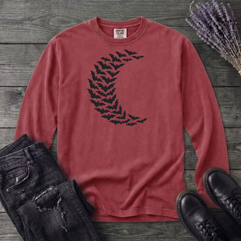 Bat Crescent Moon Long Sleeve T-Shirt