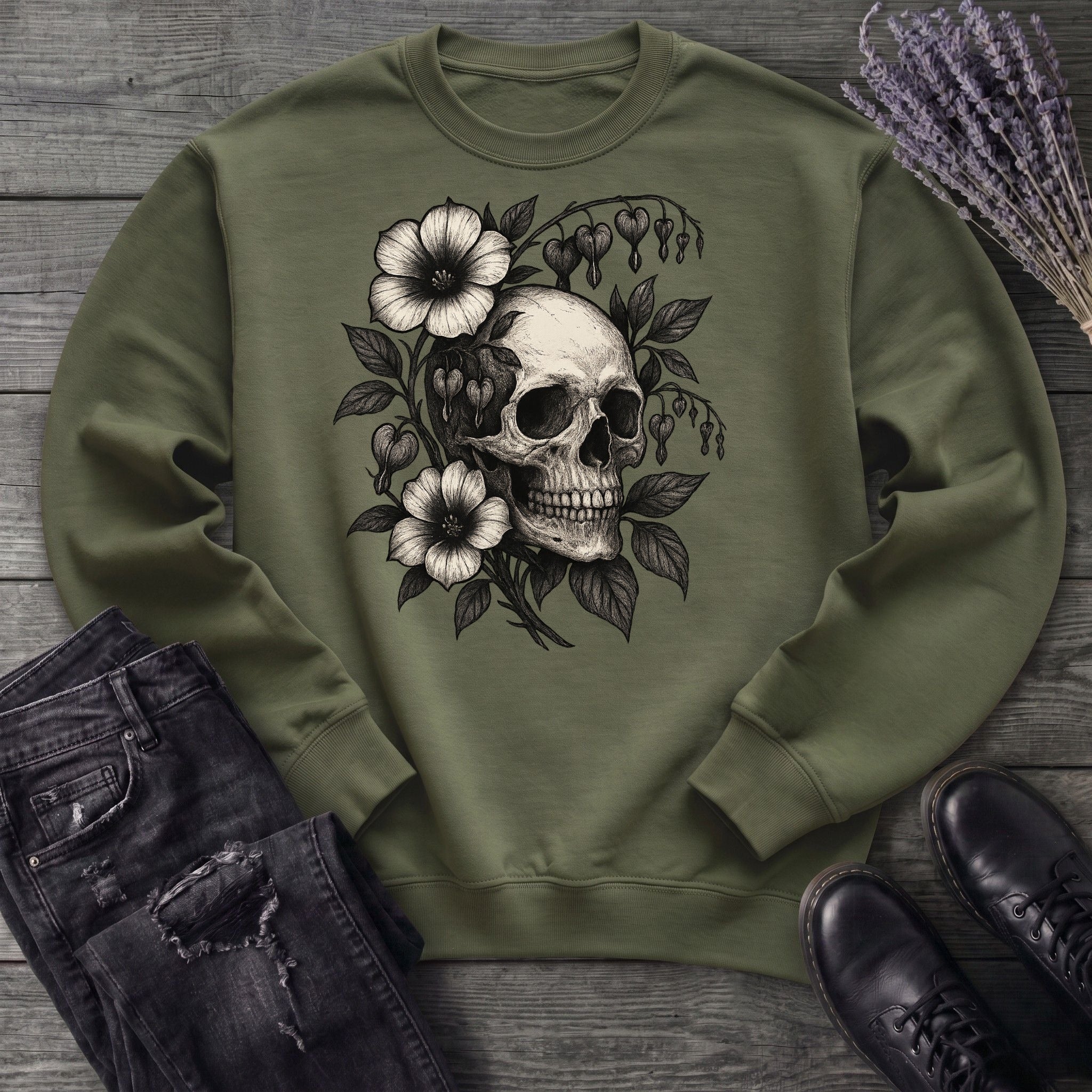Skull Bleeding Hearts Sweatshirt