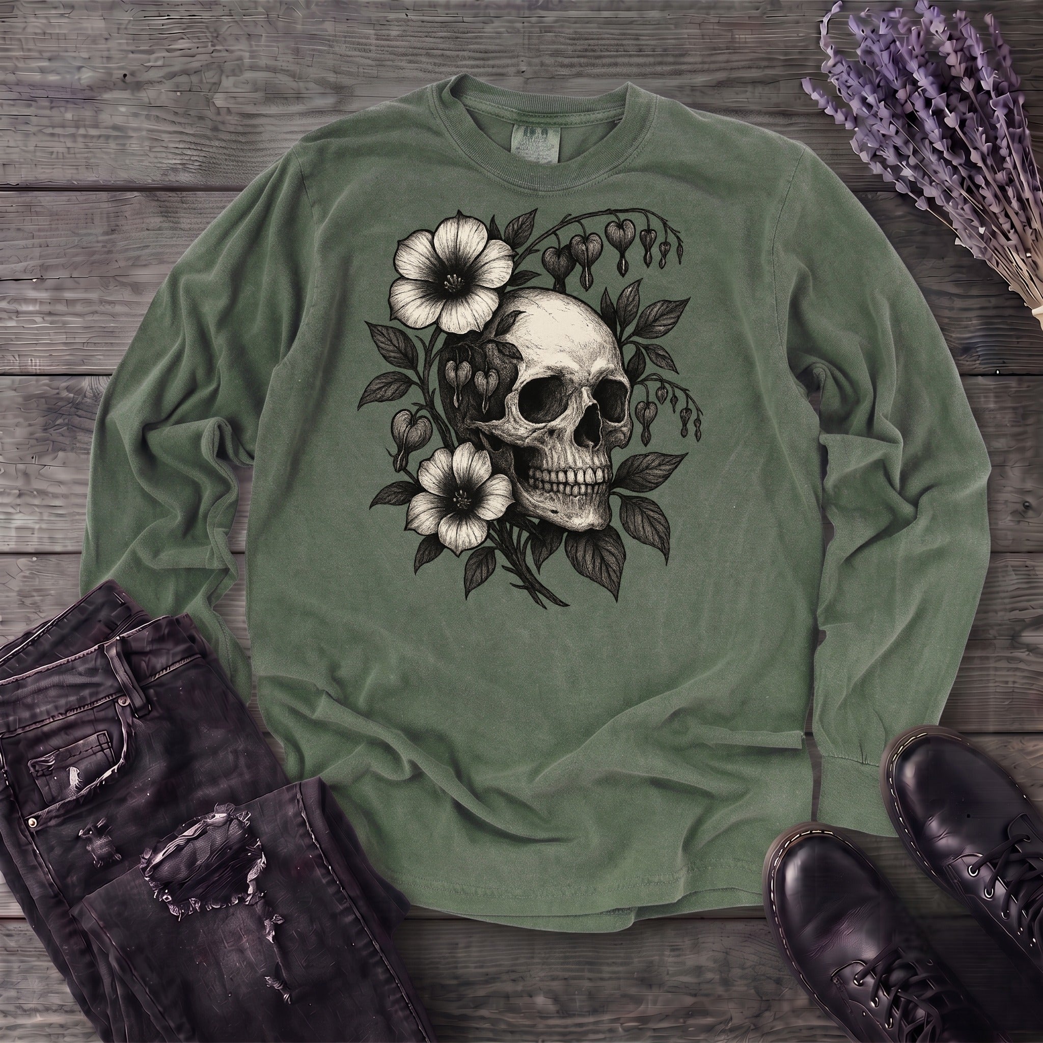 Skull Bleeding Hearts Long Sleeve T-Shirt