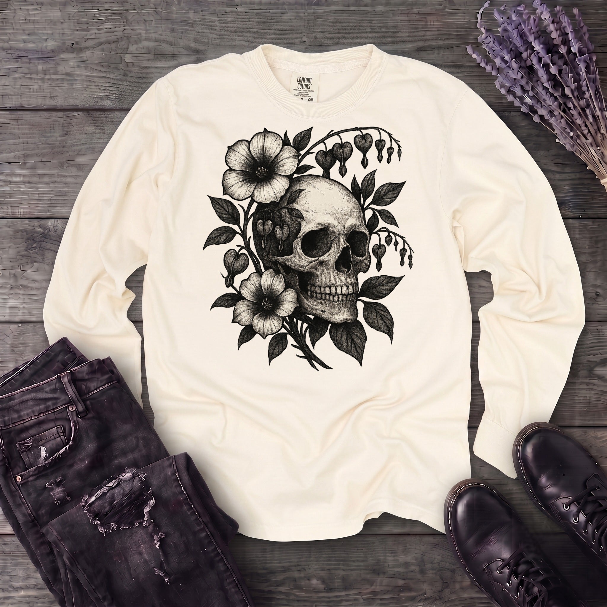 Skull Bleeding Hearts Long Sleeve T-Shirt