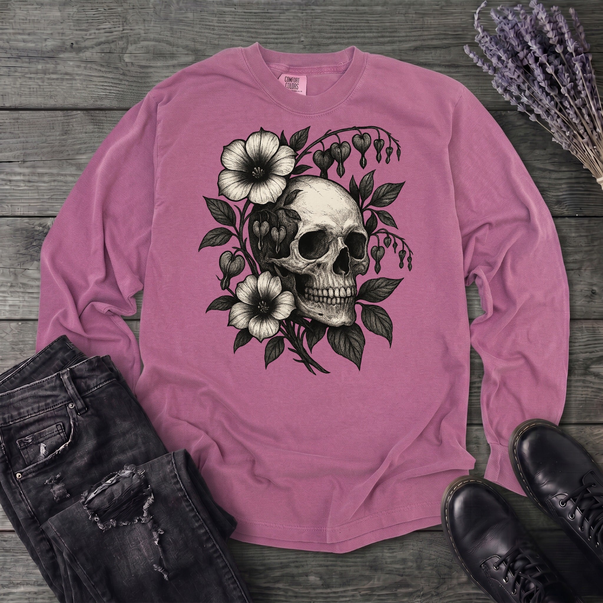 Skull Bleeding Hearts Long Sleeve T-Shirt