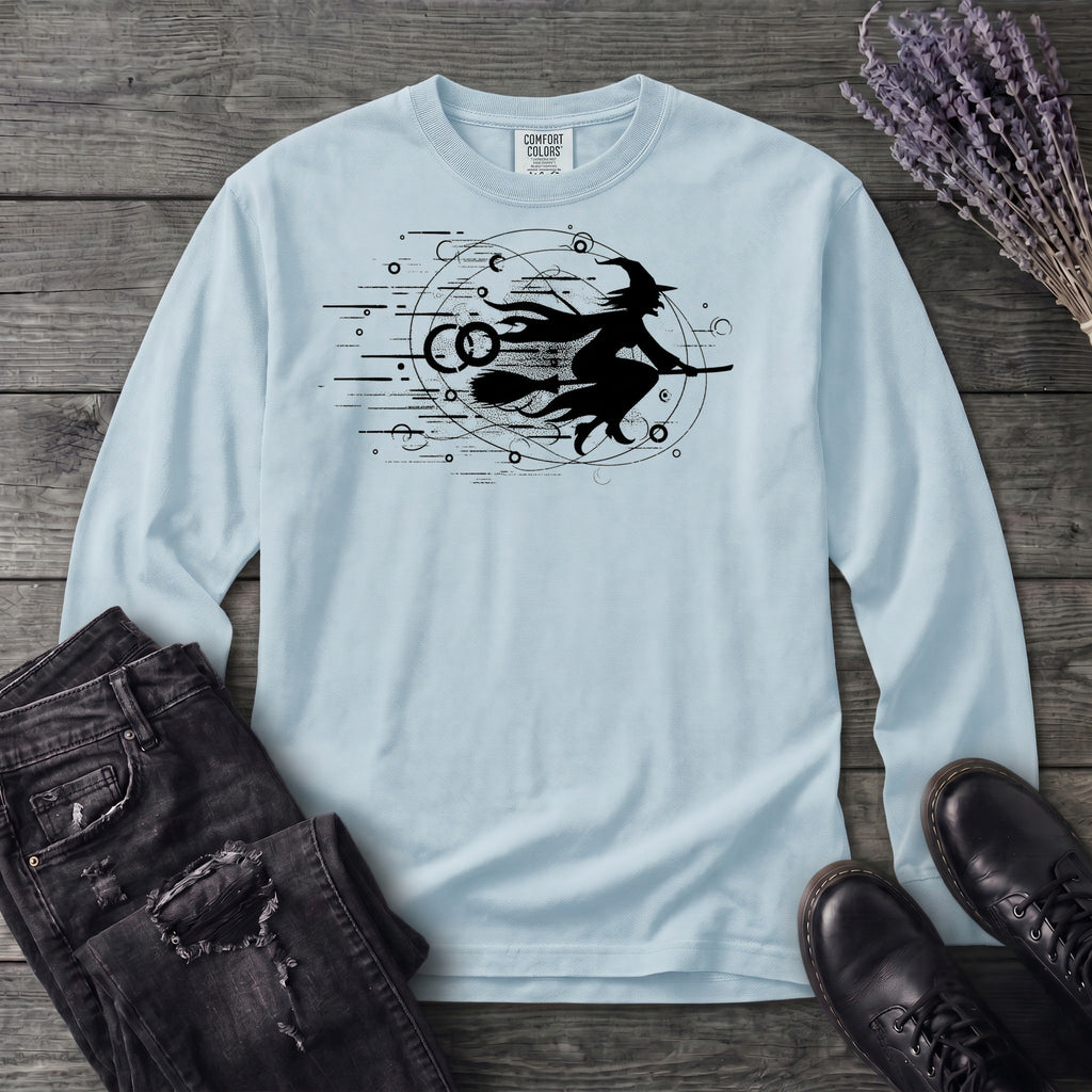 Flying Witch Grunge Long Sleeve T-Shirt
