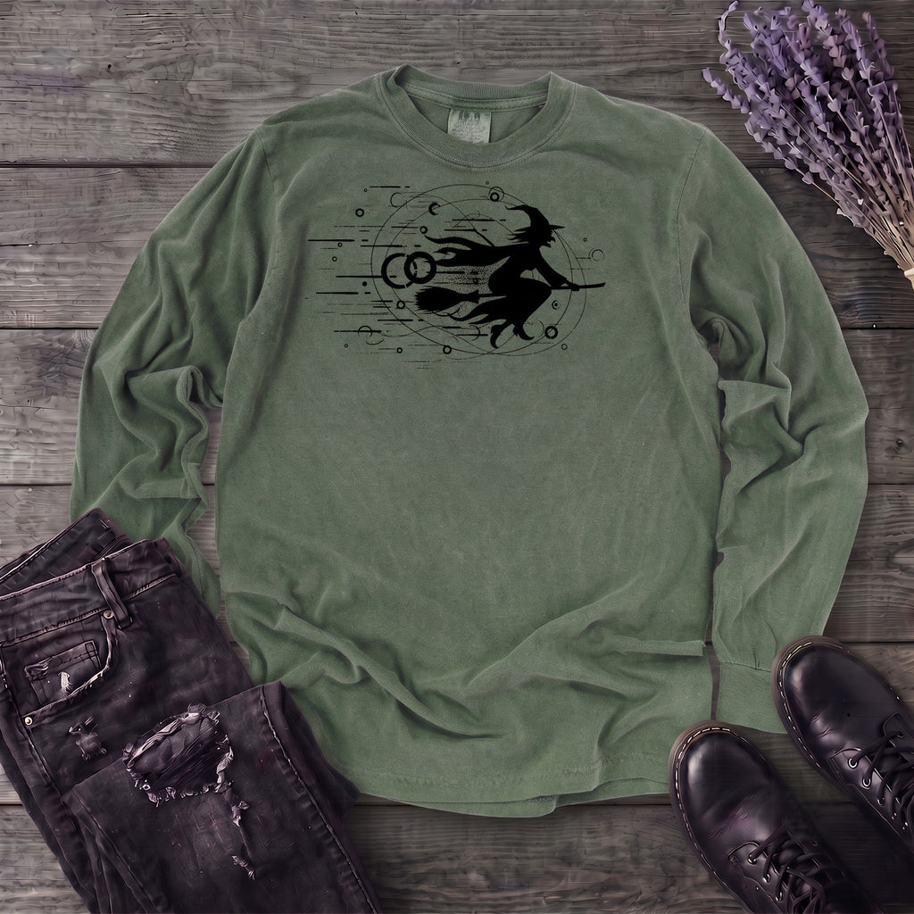 Flying Witch Grunge Long Sleeve T-Shirt