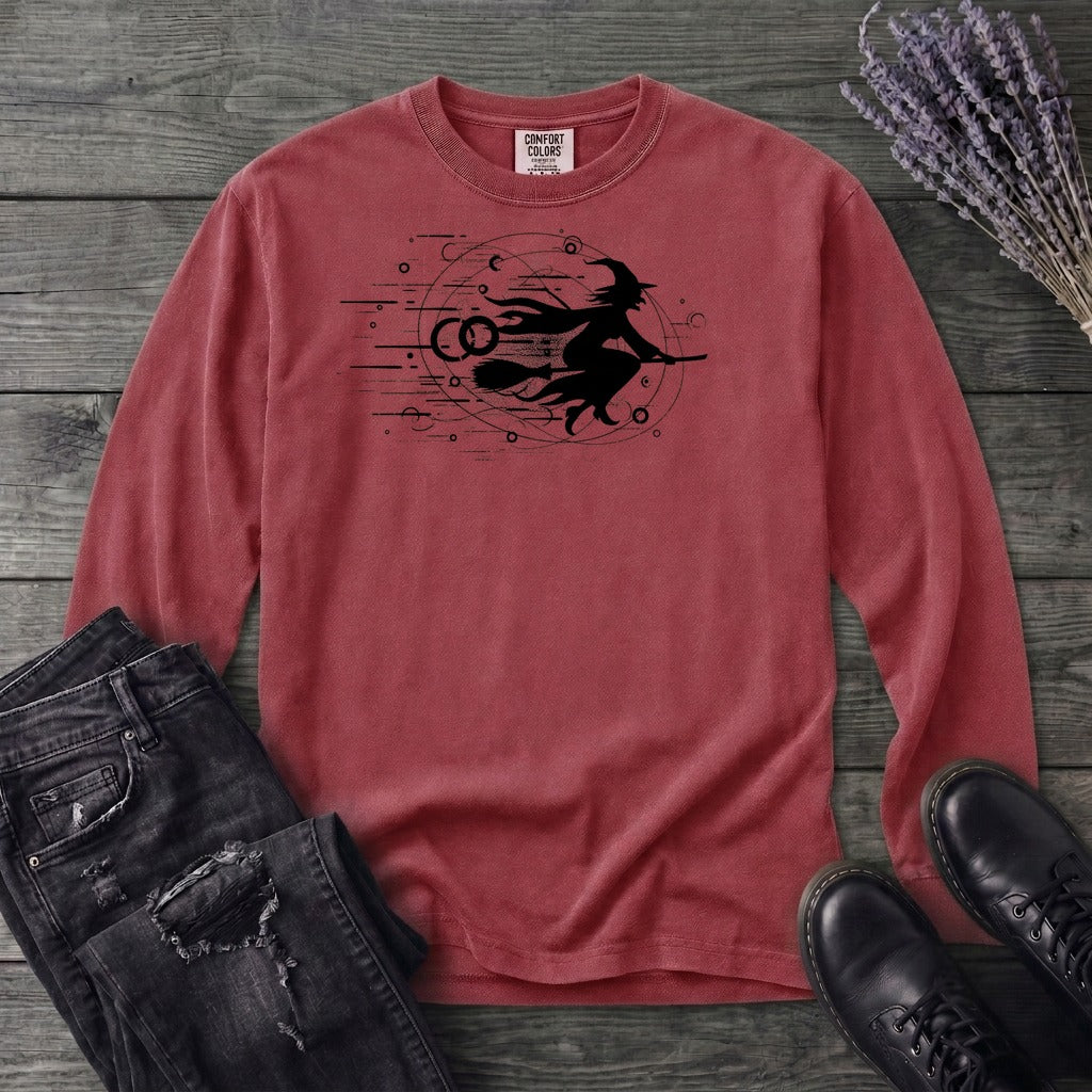 Flying Witch Grunge Long Sleeve T-Shirt