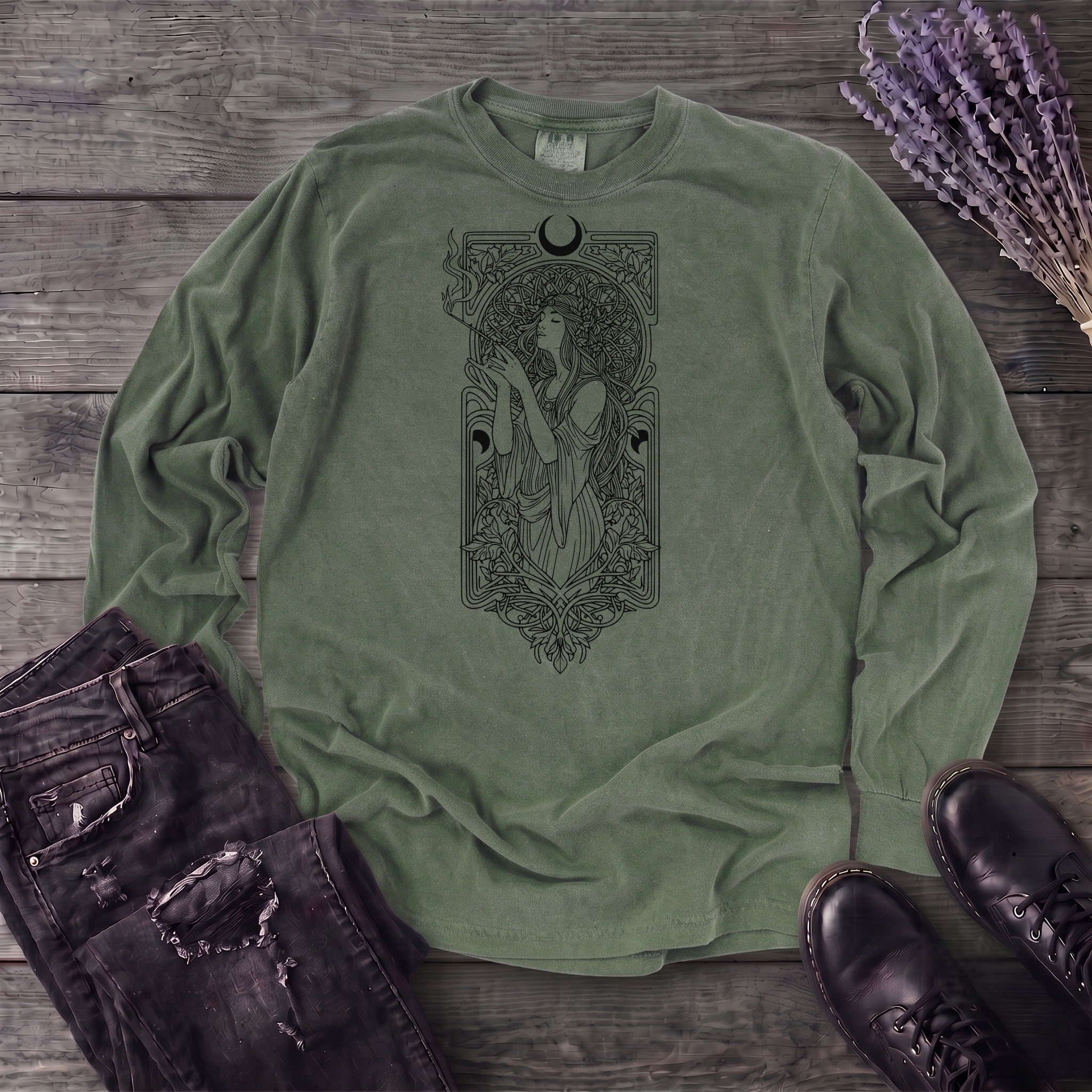 Art Nouveau Goddess Long Sleeve T-Shirt