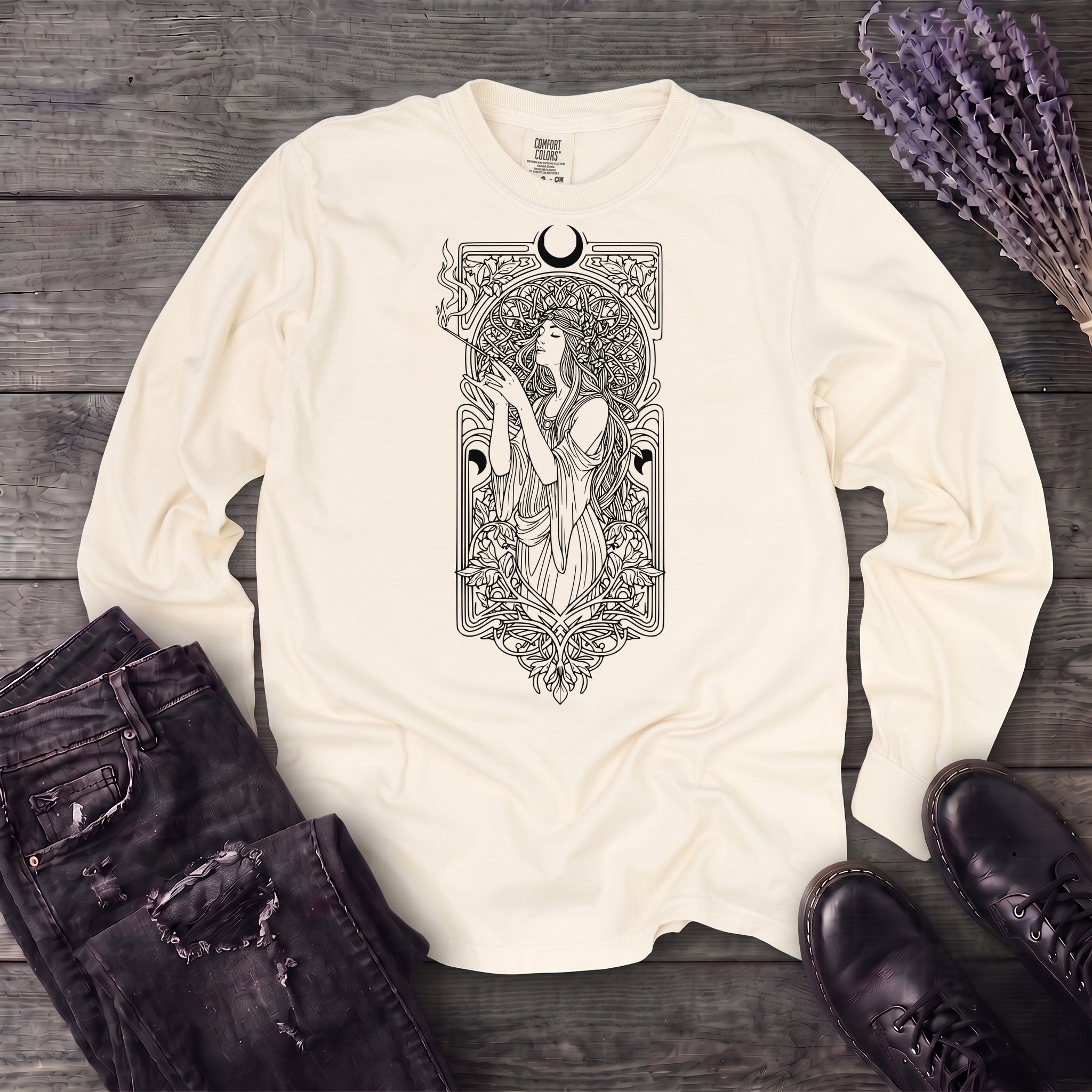 Art Nouveau Goddess Long Sleeve T-Shirt