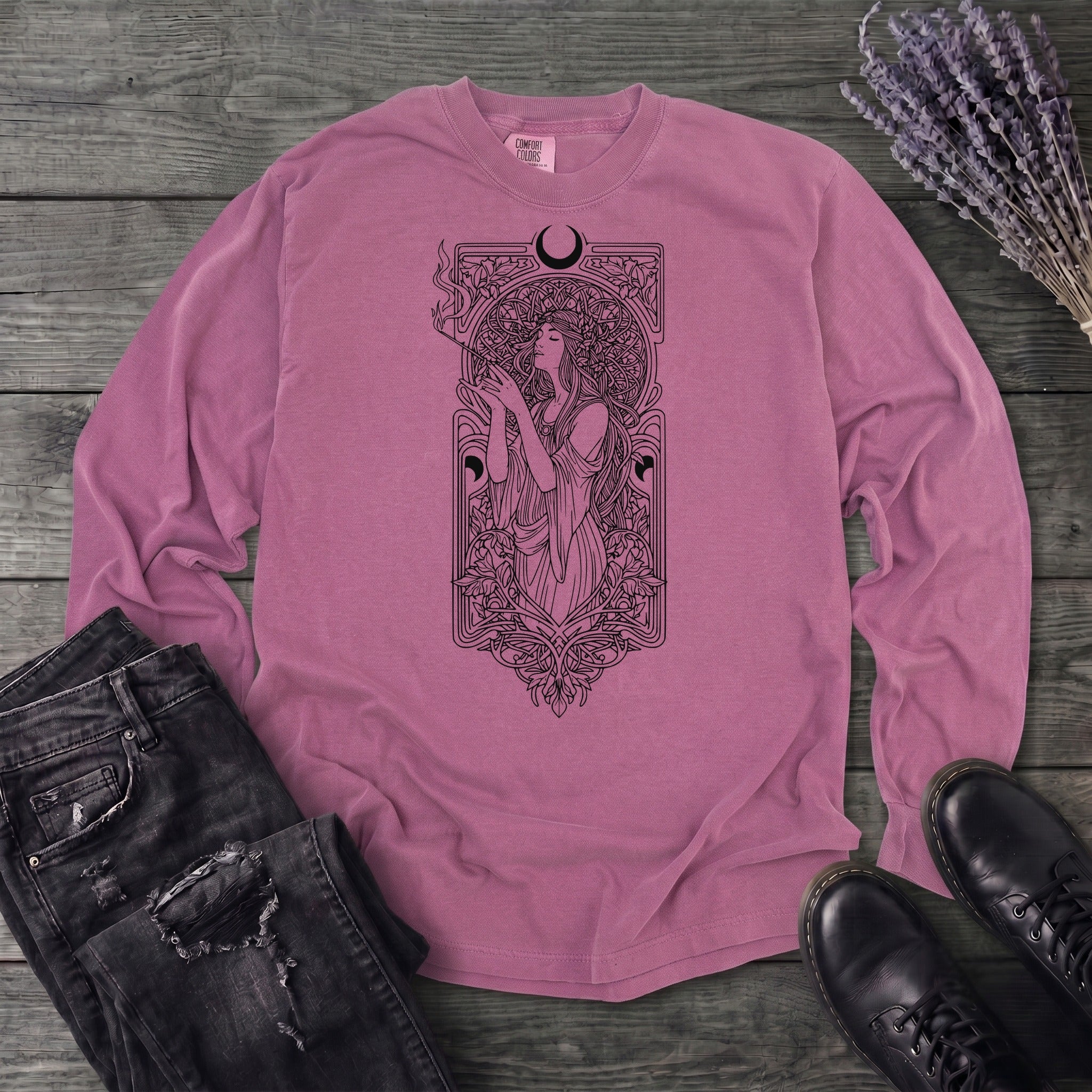 Art Nouveau Goddess Long Sleeve T-Shirt