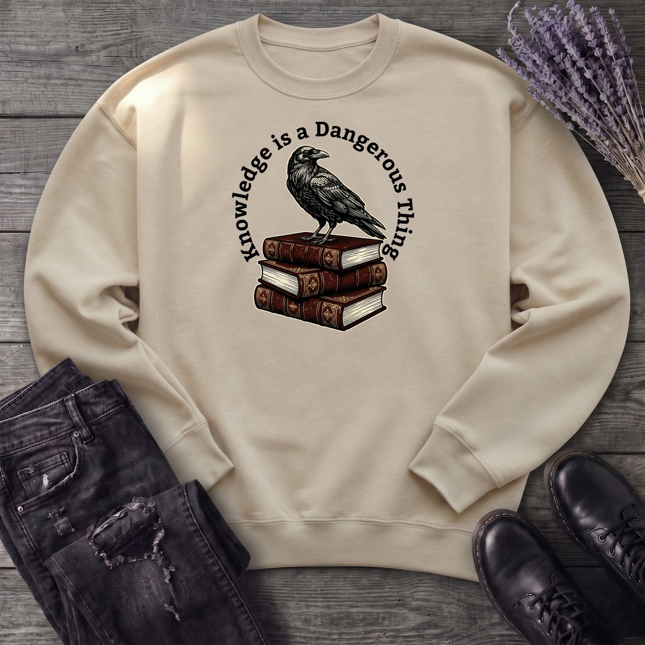 Knowledge Is A Dangerous Thing Raven And Books Sweatshirt