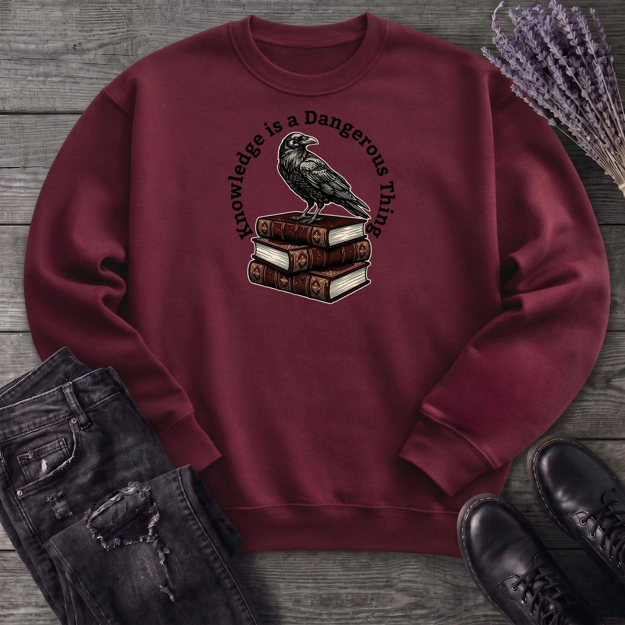 Knowledge Is A Dangerous Thing Raven And Books Sweatshirt