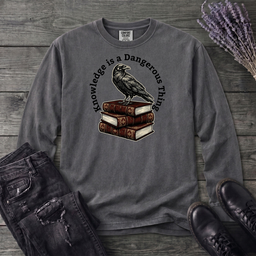 Knowledge Is A Dangerous Thing Raven And Books Long Sleeve T-Shirt