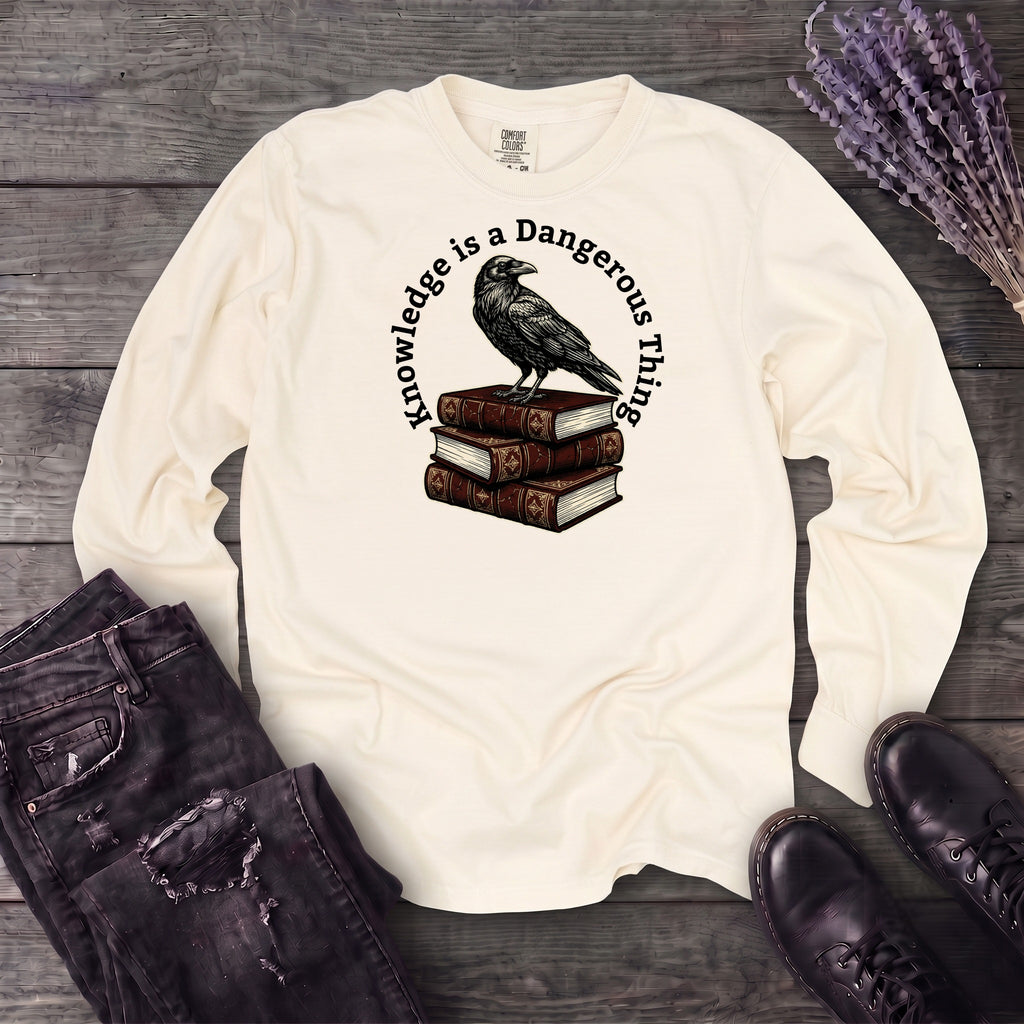 Knowledge Is A Dangerous Thing Raven And Books Long Sleeve T-Shirt