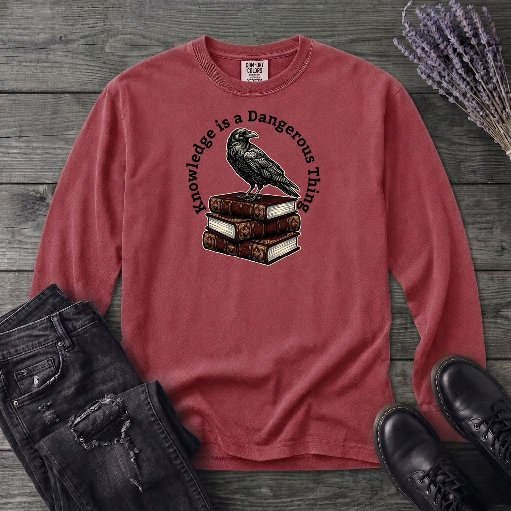 Knowledge Is A Dangerous Thing Raven And Books Long Sleeve T-Shirt