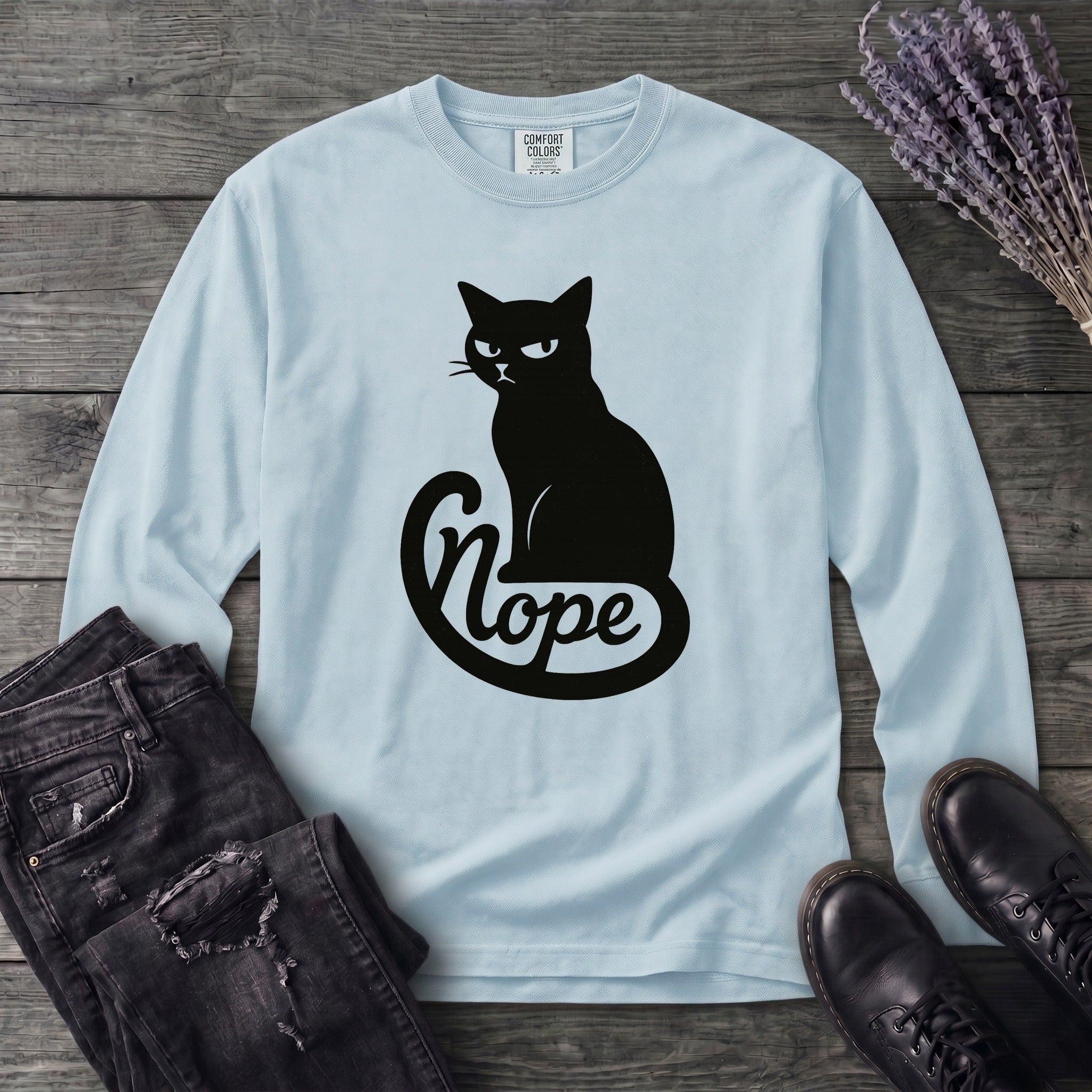 nope cat Long Sleeve T-Shirt