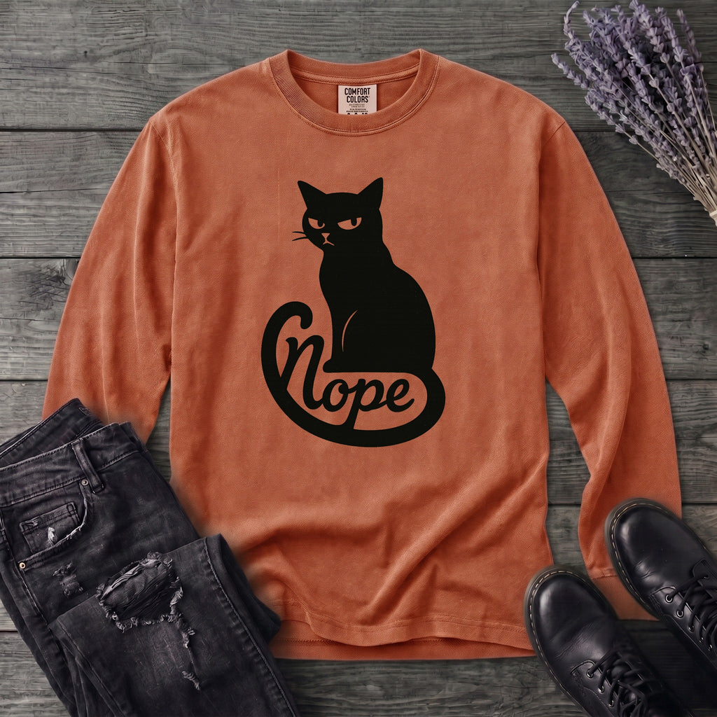 nope cat Long Sleeve T-Shirt
