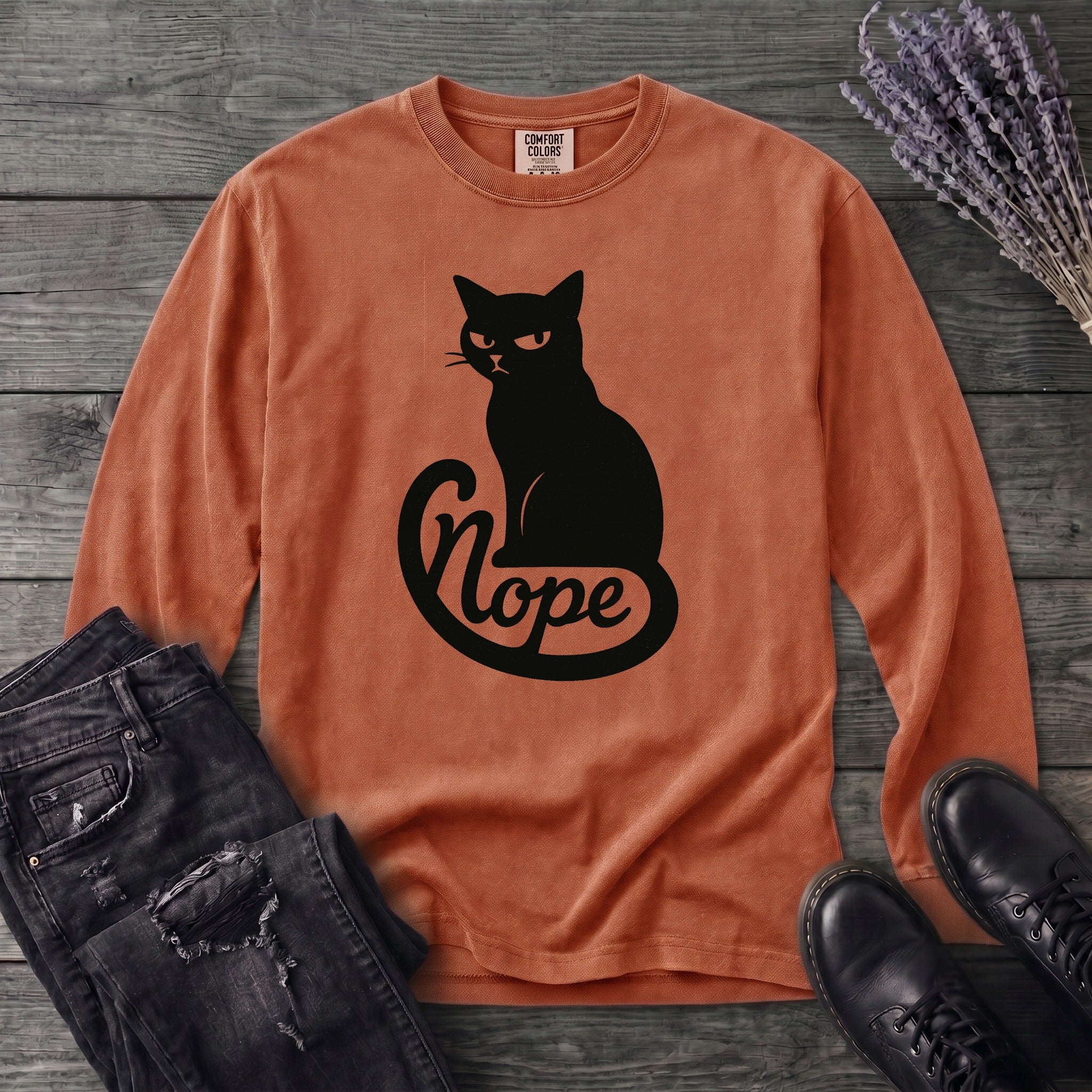 nope cat Long Sleeve T-Shirt