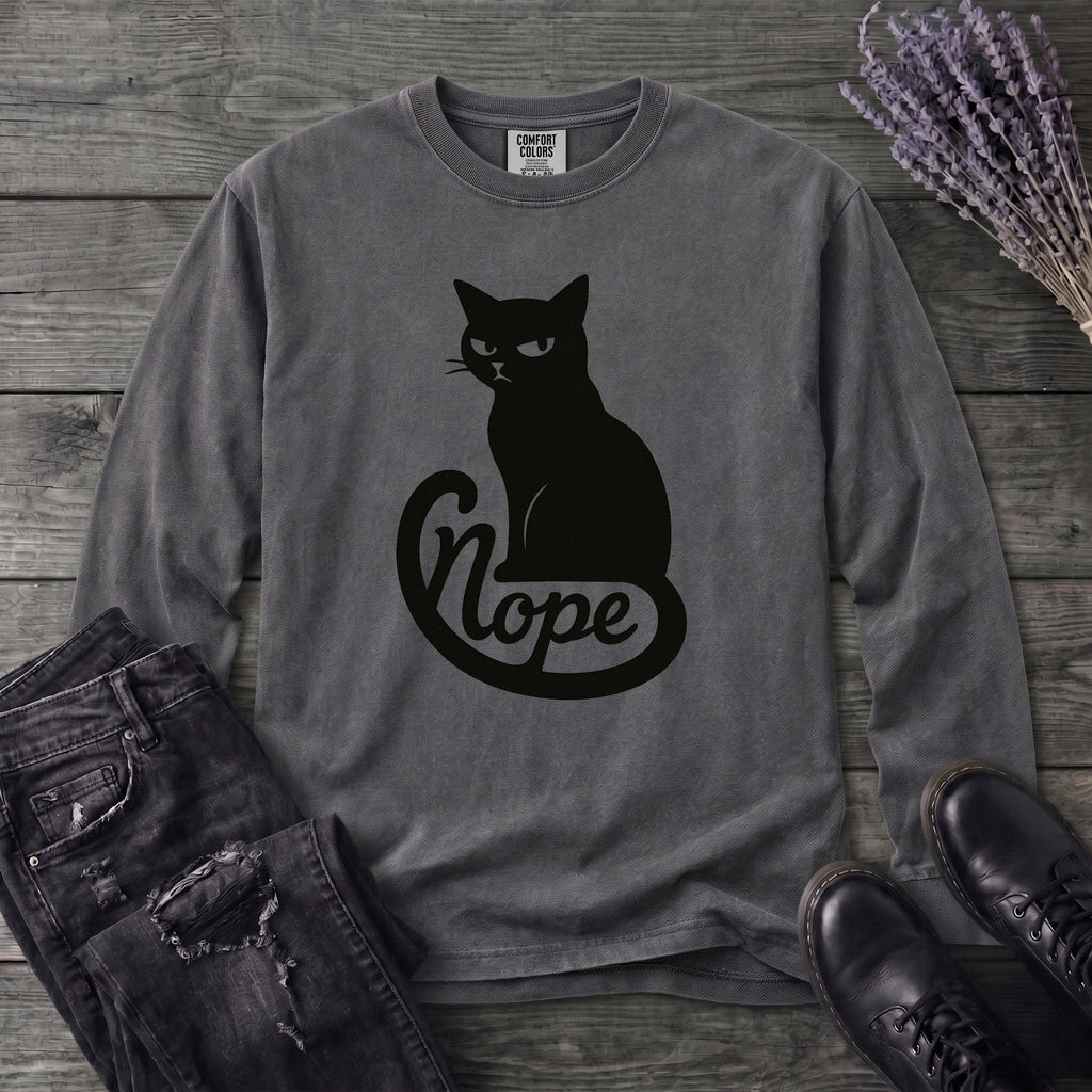 nope cat Long Sleeve T-Shirt