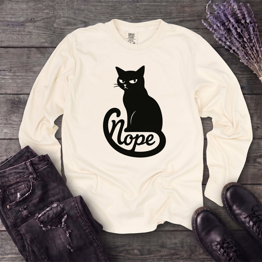 nope cat Long Sleeve T-Shirt