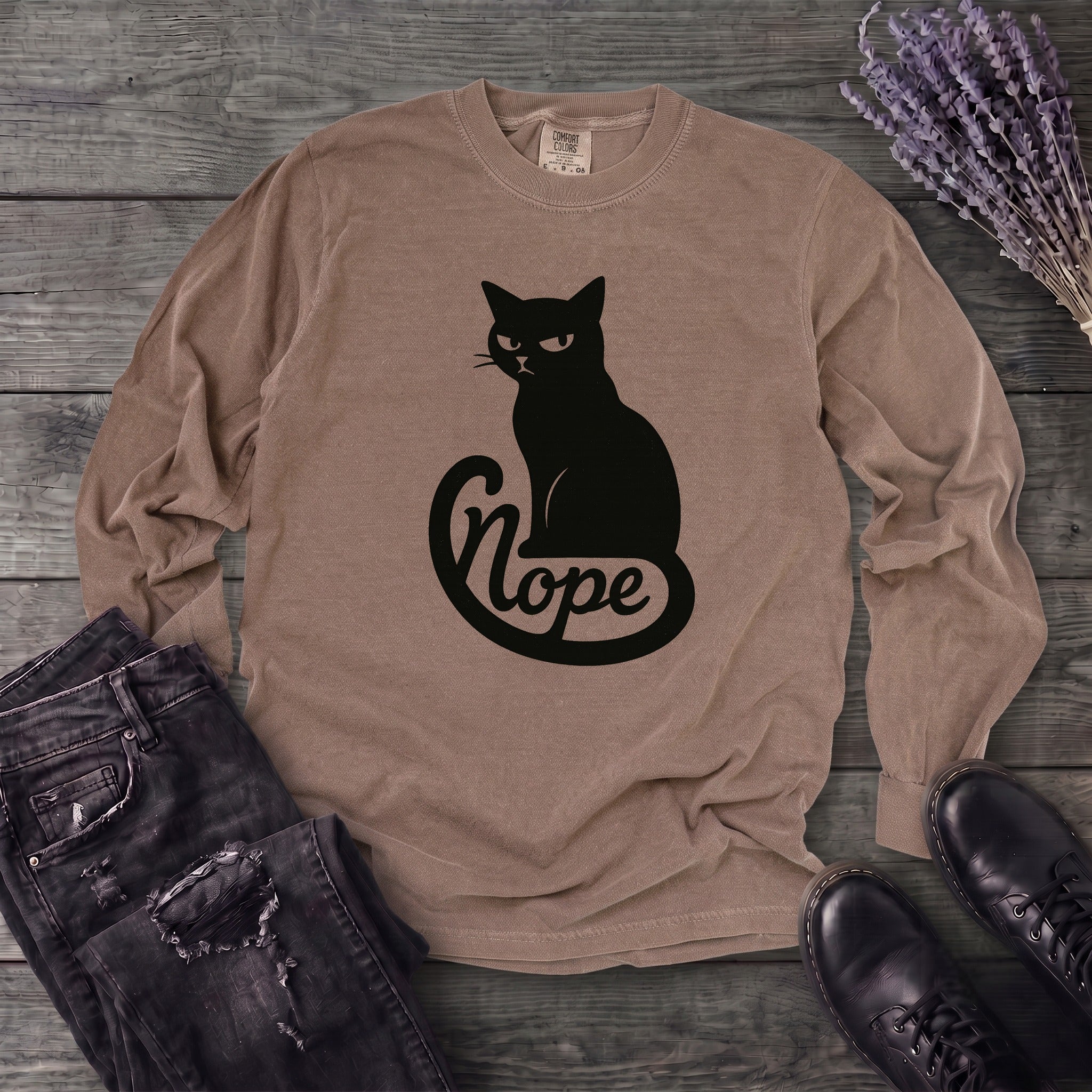 nope cat Long Sleeve T-Shirt
