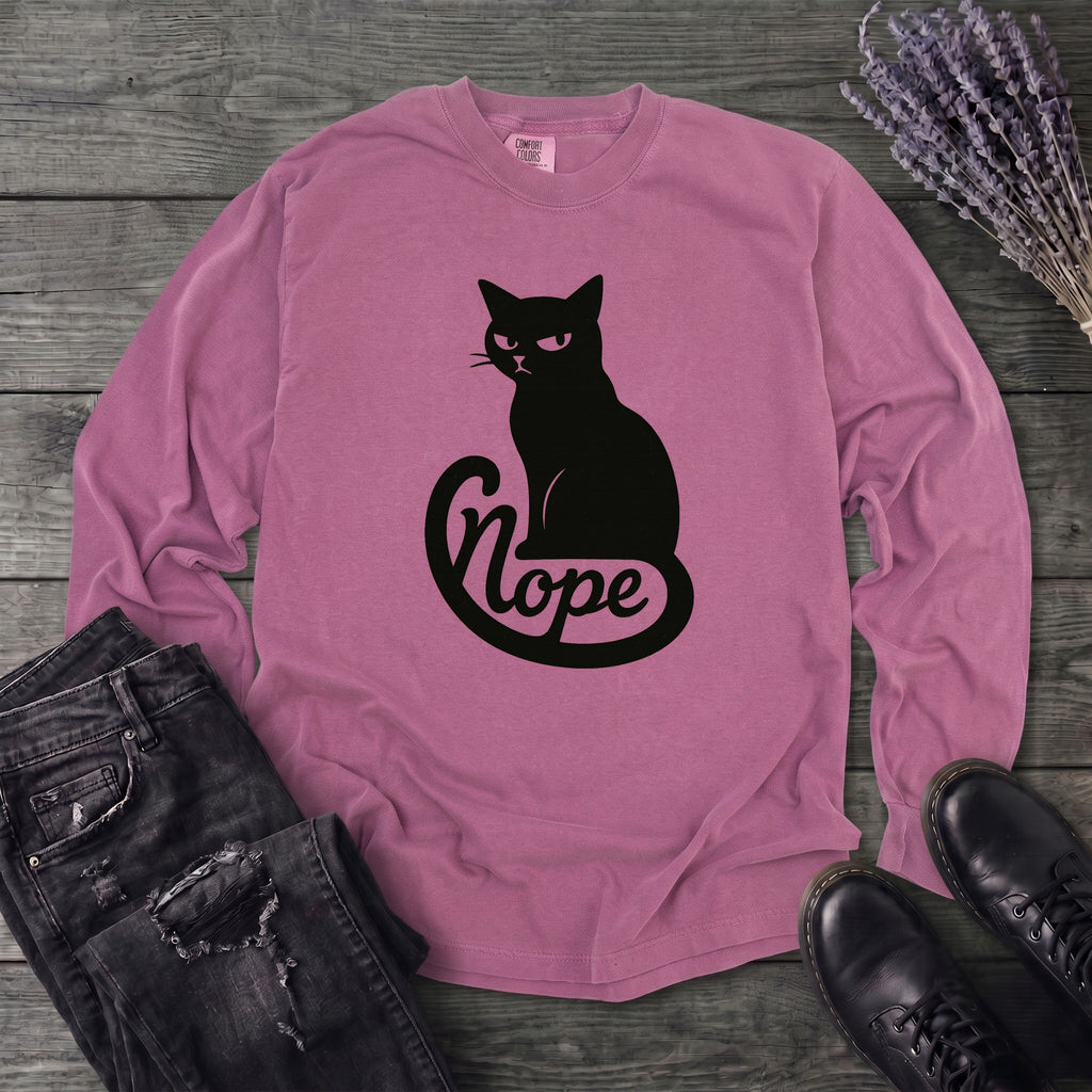 nope cat Long Sleeve T-Shirt