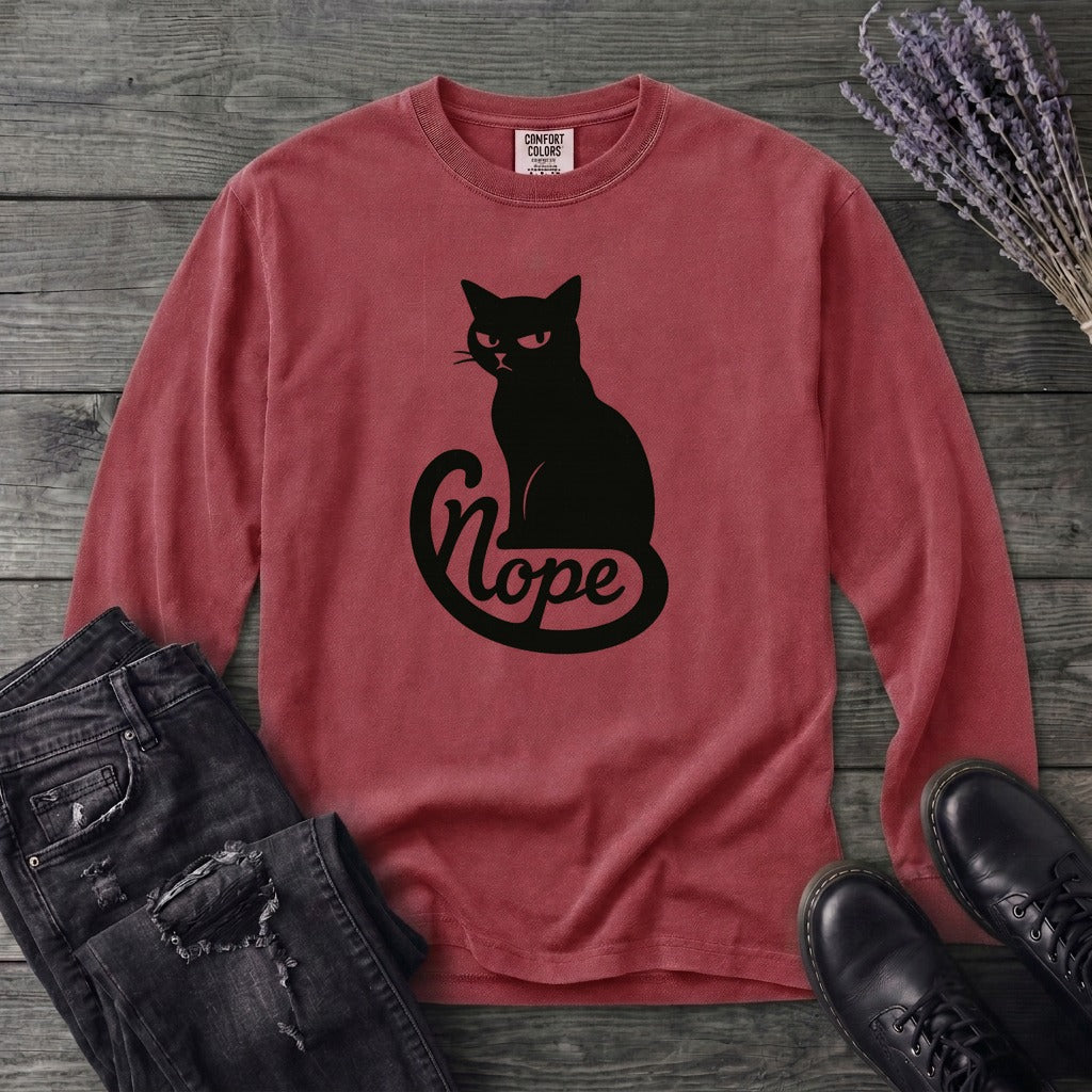 nope cat Long Sleeve T-Shirt