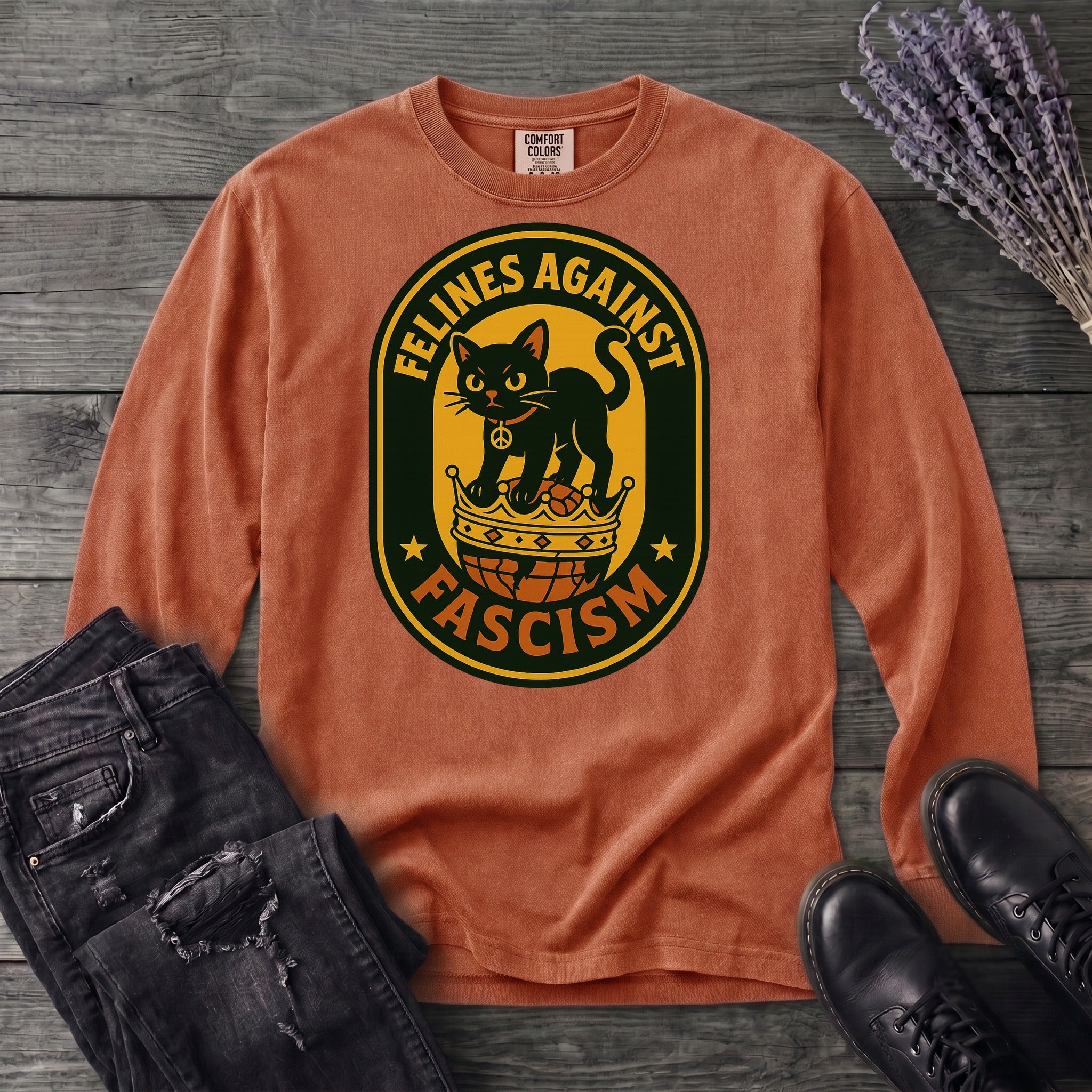 Felines Against Fascism Long Sleeve T-Shirt