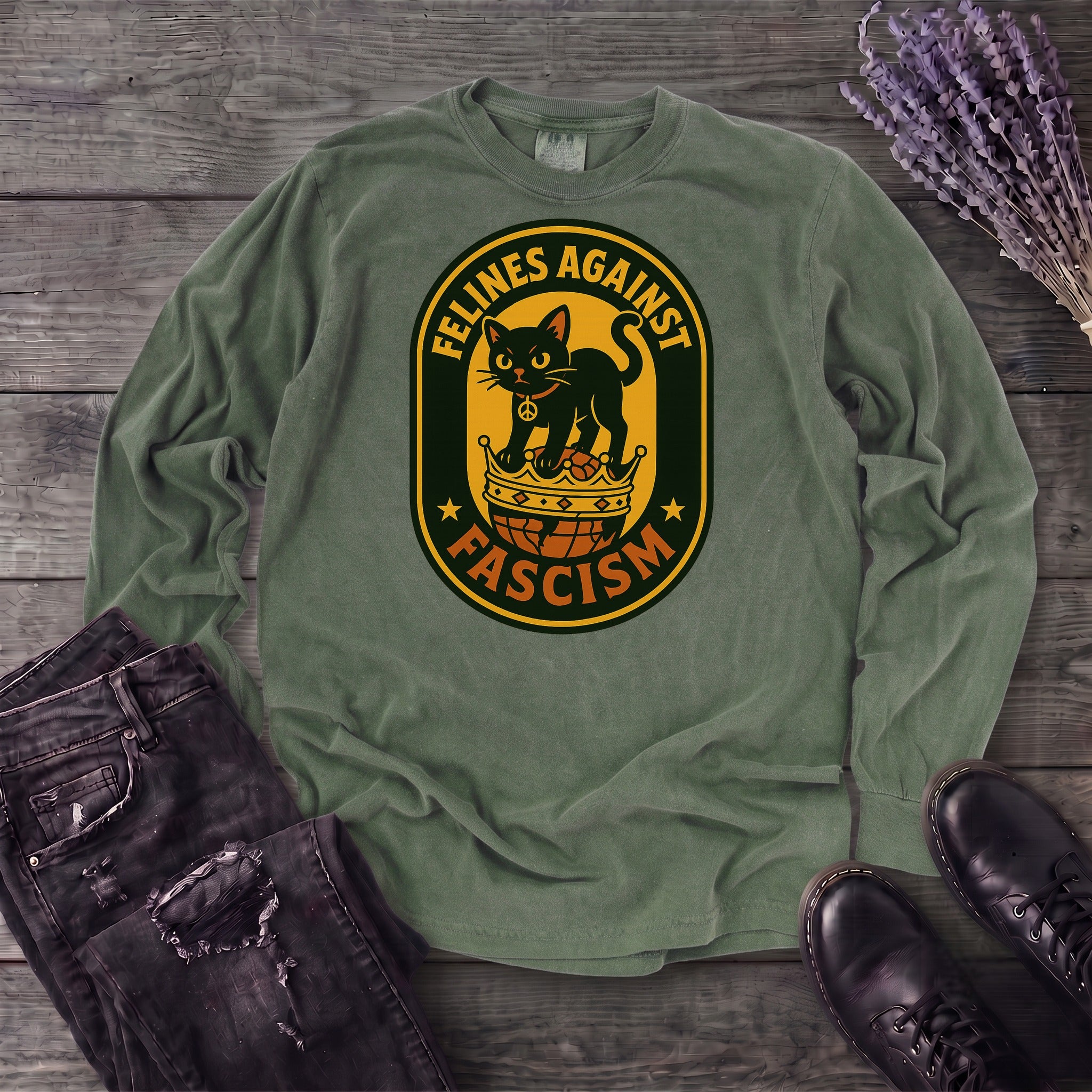 Felines Against Fascism Long Sleeve T-Shirt