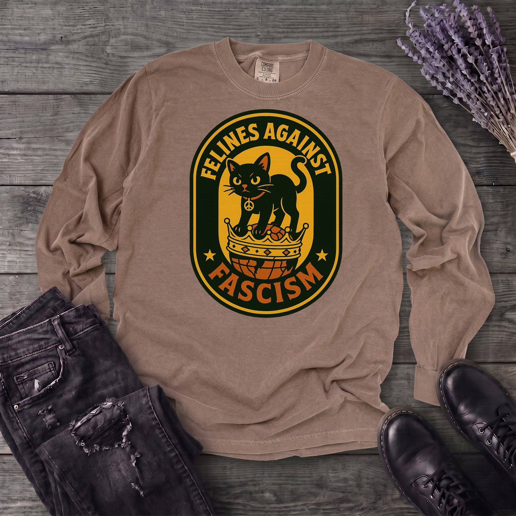Felines Against Fascism Long Sleeve T-Shirt