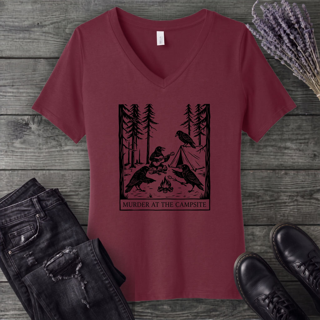 Murder At The Campsite V-Neck T-Shirt